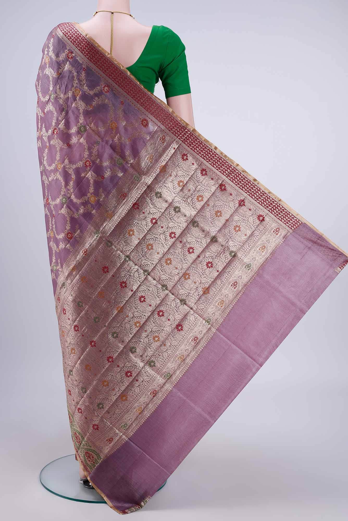 Mauve Banarasi Tussar Silk Saree - Image 2