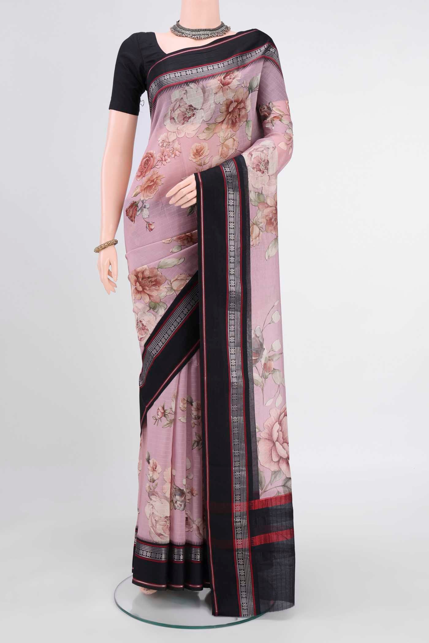Mauve Chanderi Silk Cotton Saree