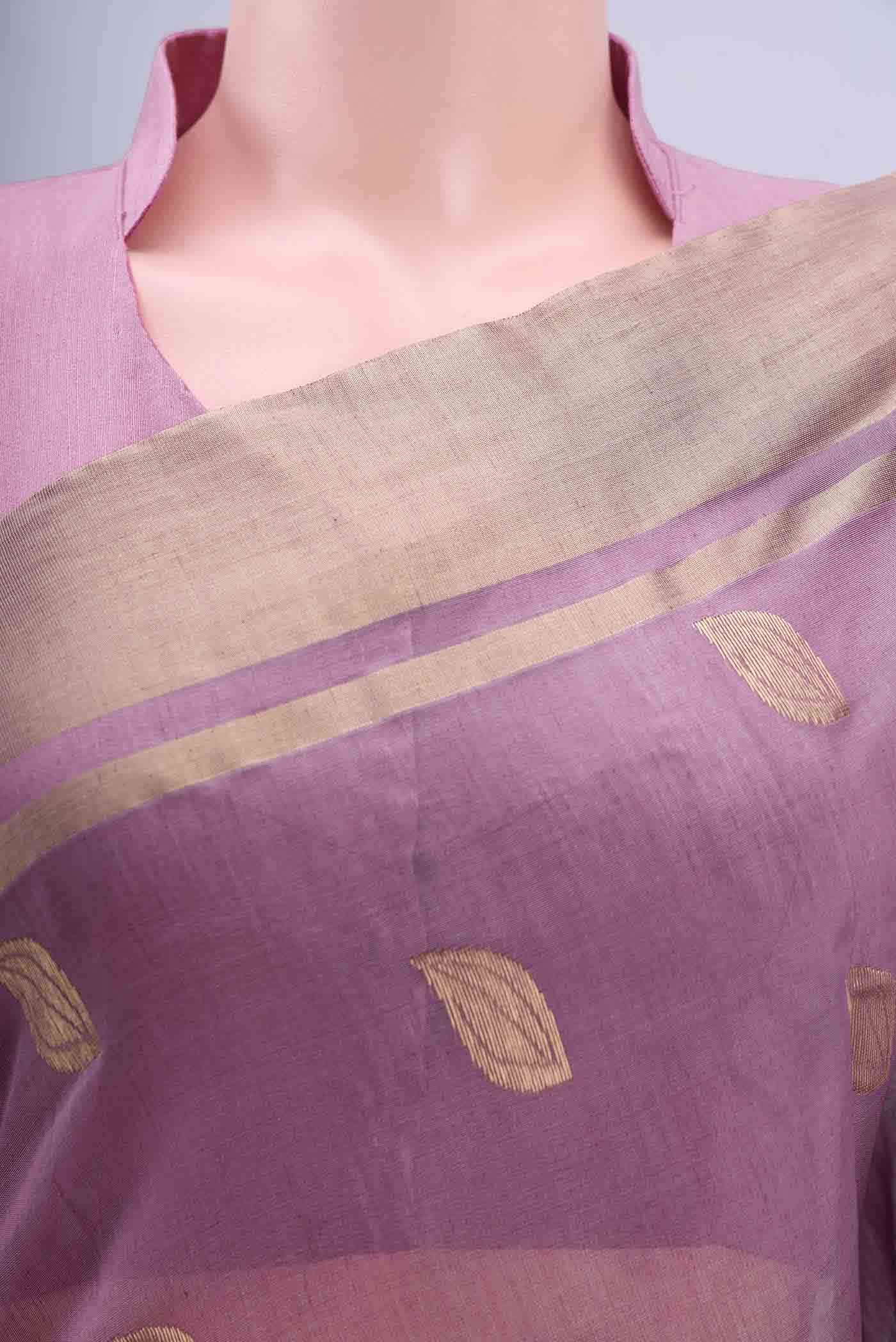 Mauve Chanderi Silk Cotton Saree - Image 3