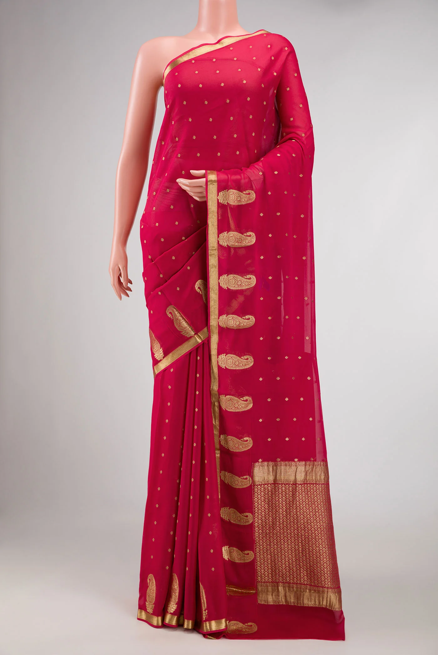Pink Mysore Georgette Saree