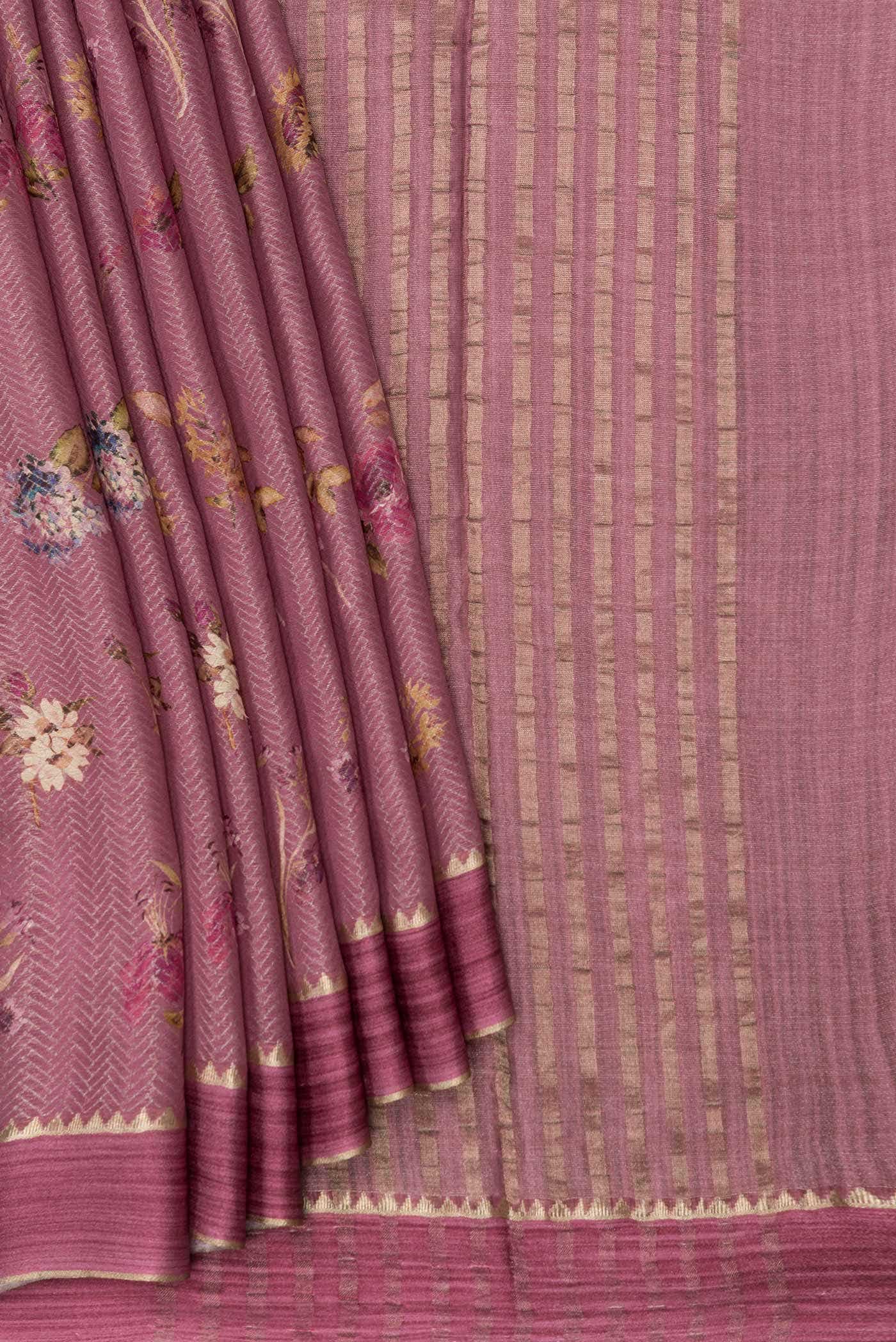 Mauve Dual Tone Mysore Georgette Saree - Image 2