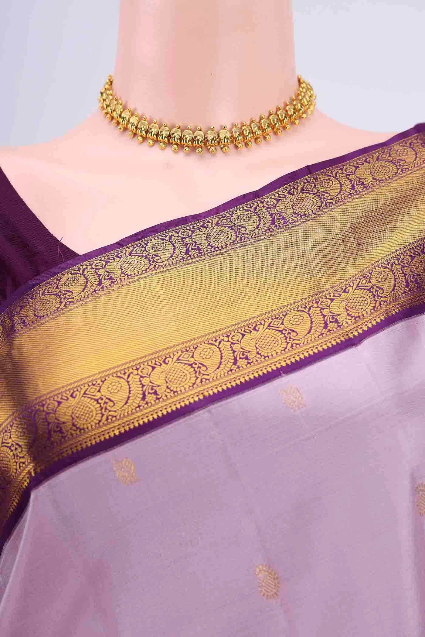 Lavender Kanchipuram Silk Saree - Image 2