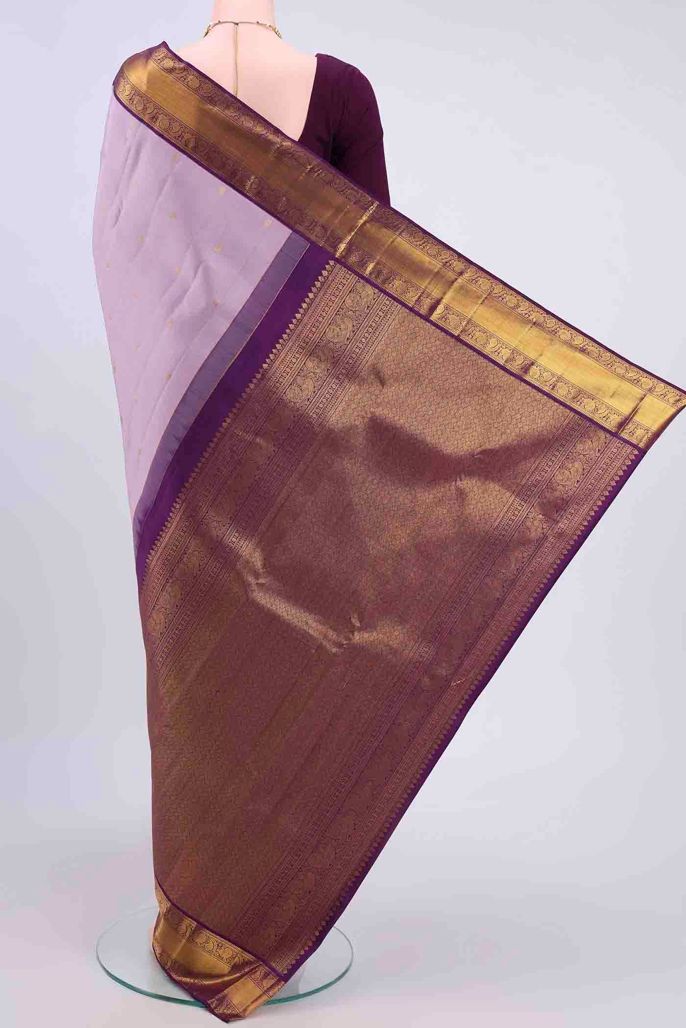 Lavender Kanchipuram Silk Saree - Image 3