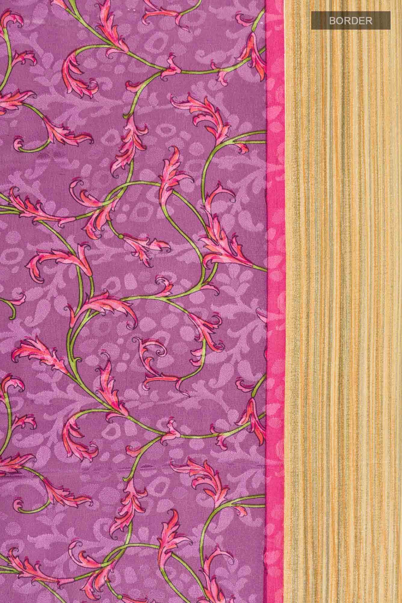 Mauve Mysore Crepe Saree - Image 4
