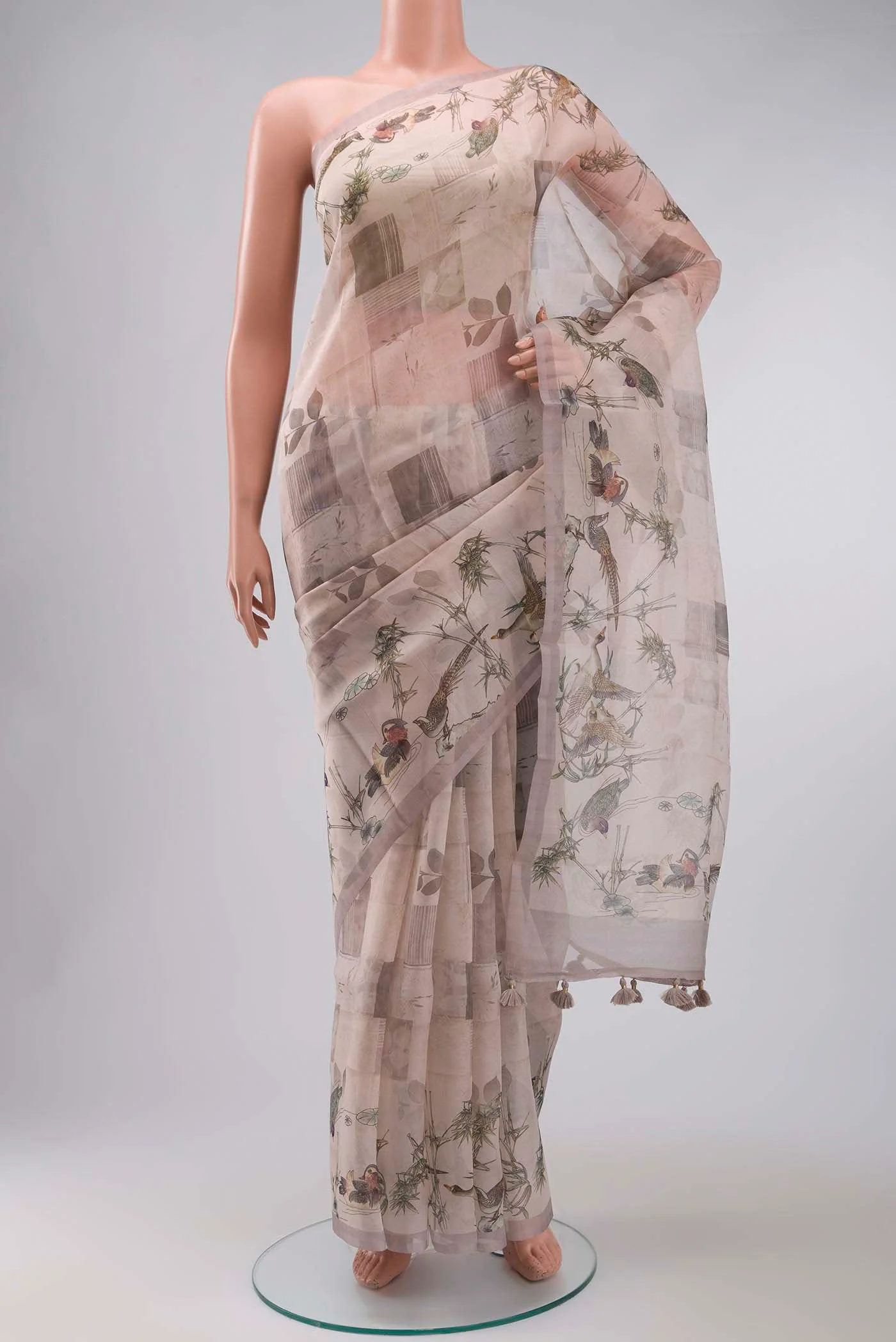 Mauve Organza Silk Saree