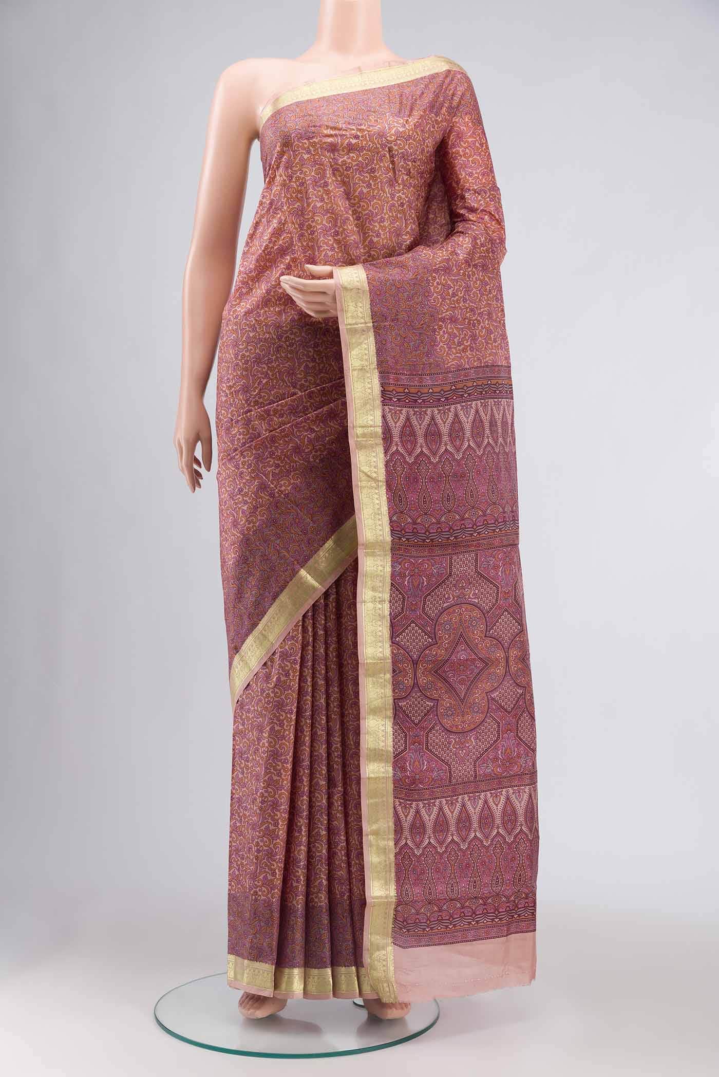 Mauve Printed Silk Saree