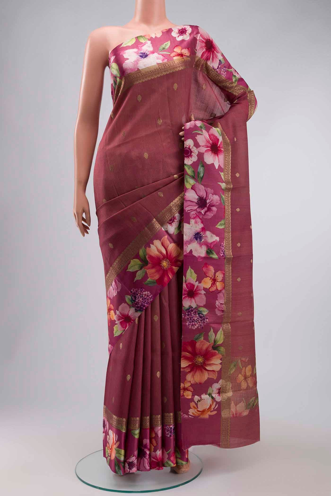 Mauve Tussar Silk Saree
