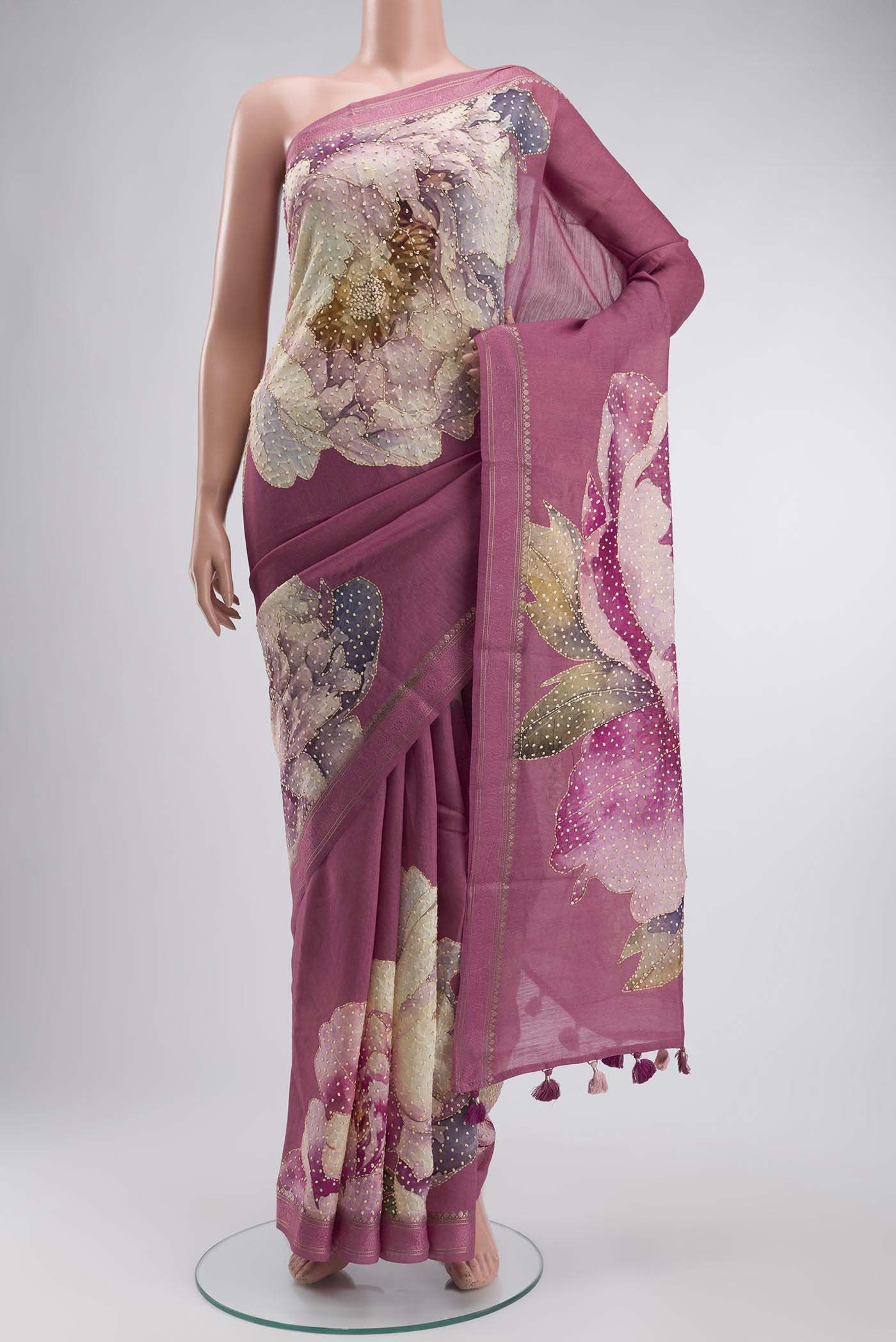 Mauve Tussar Silk Saree