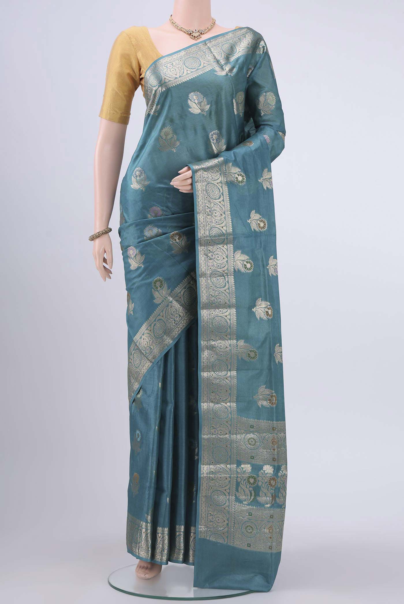 Maya Blue Banarasi Raw Silk Saree