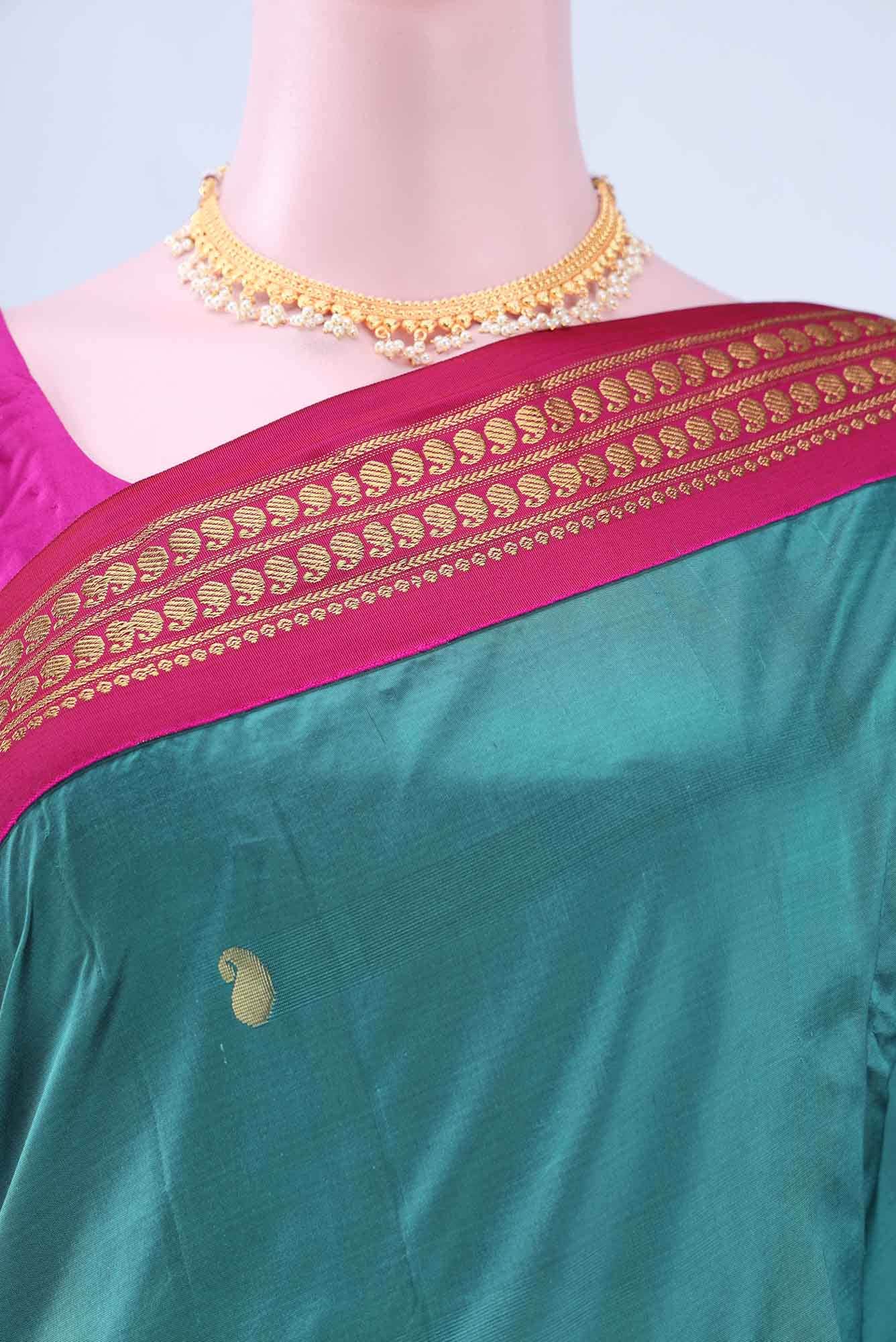 Maya Blue Blended Bangalore Silk Saree - Image 3
