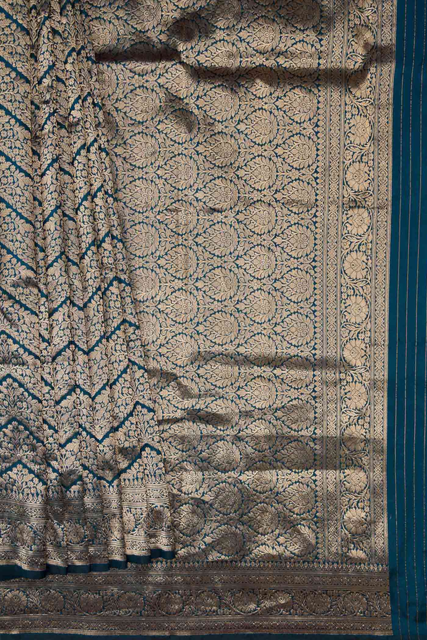 Maya Blue Dual Tone Banarasi Silk Saree - Image 4