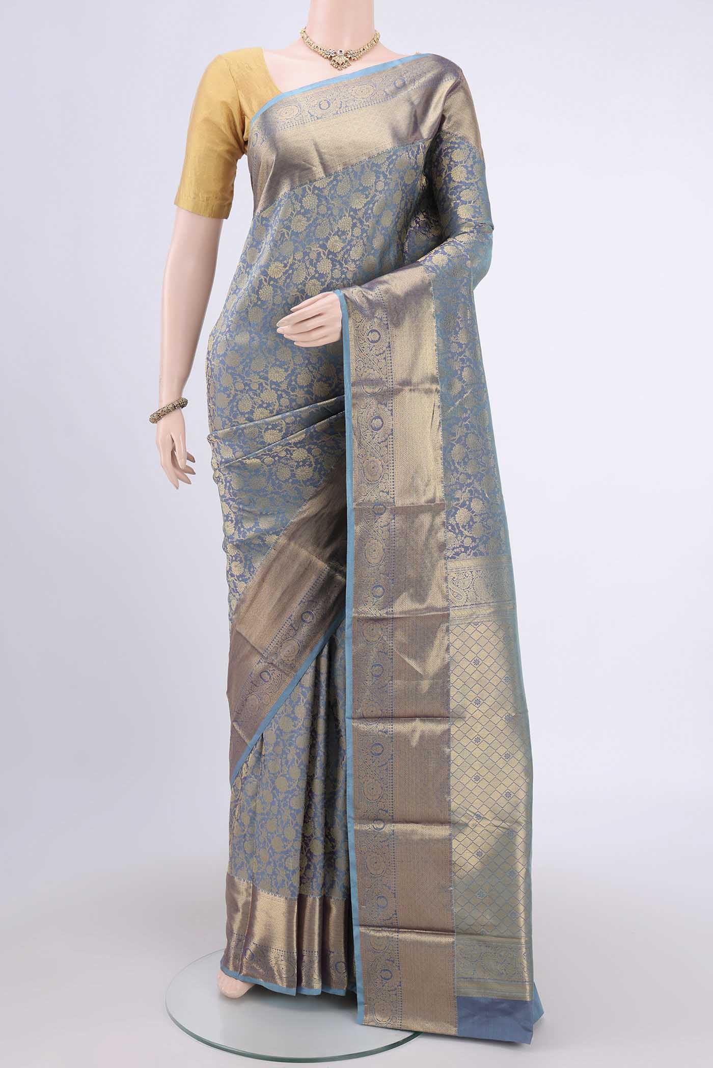 Light Blue Dual Tone Bangalore Silk Saree