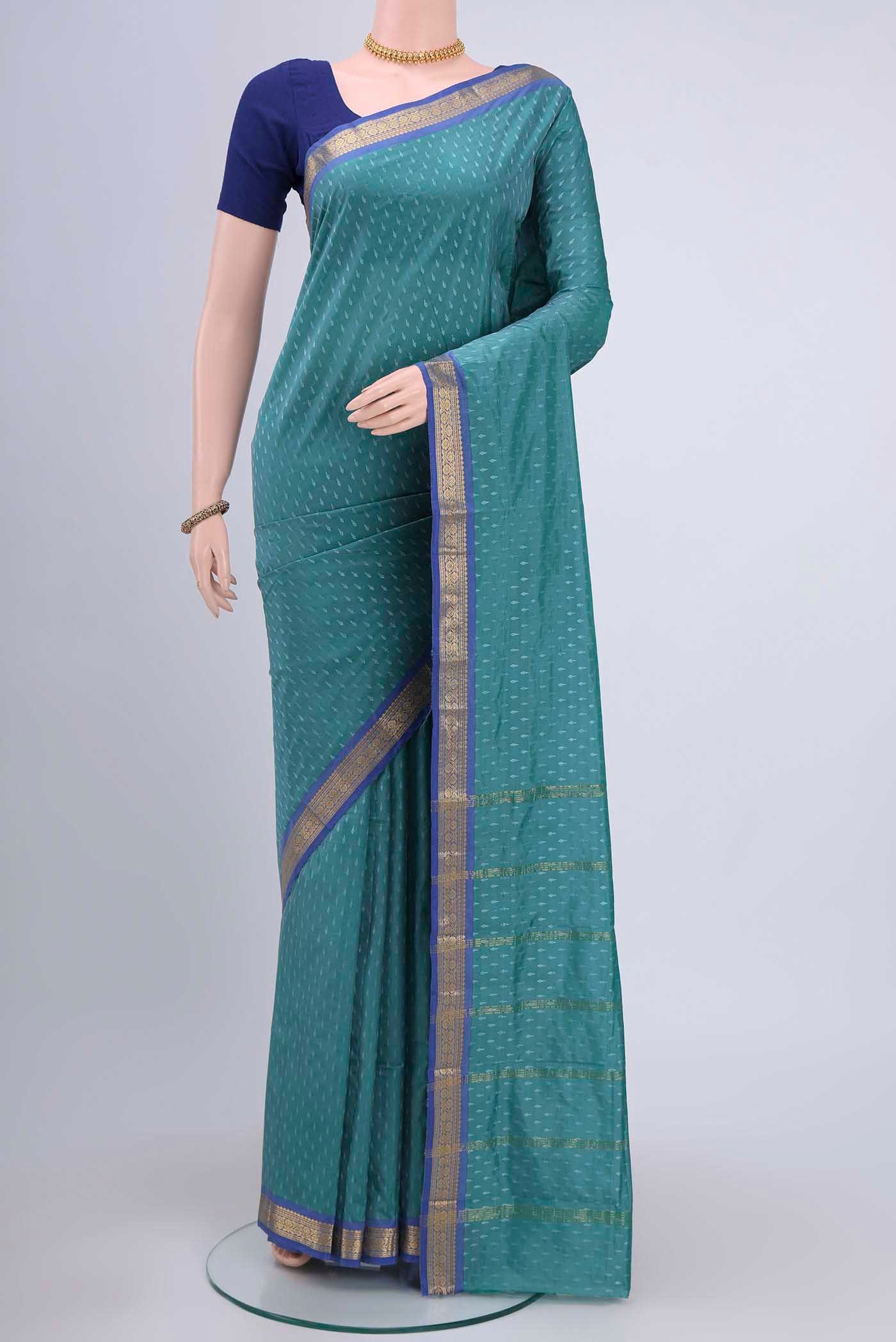 Maya Blue Dual Tone Blended Bangalore Silk Saree