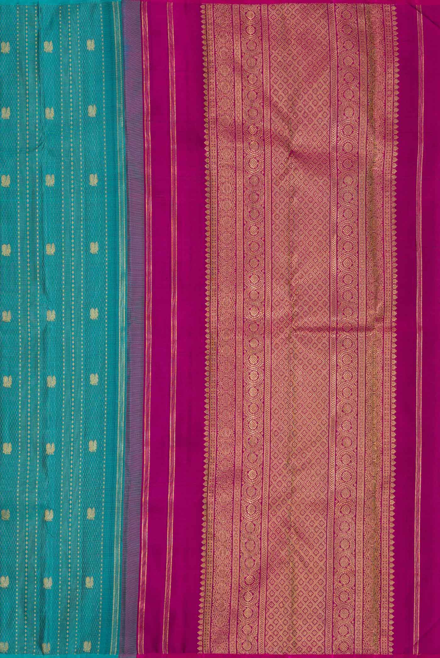 Maya Blue Dual Tone Kanchipuram Silk Saree - Image 6