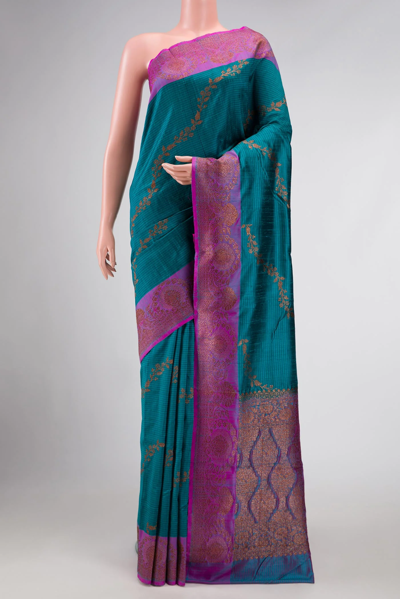 Maya Blue Banarasi Tussar Silk Saree
