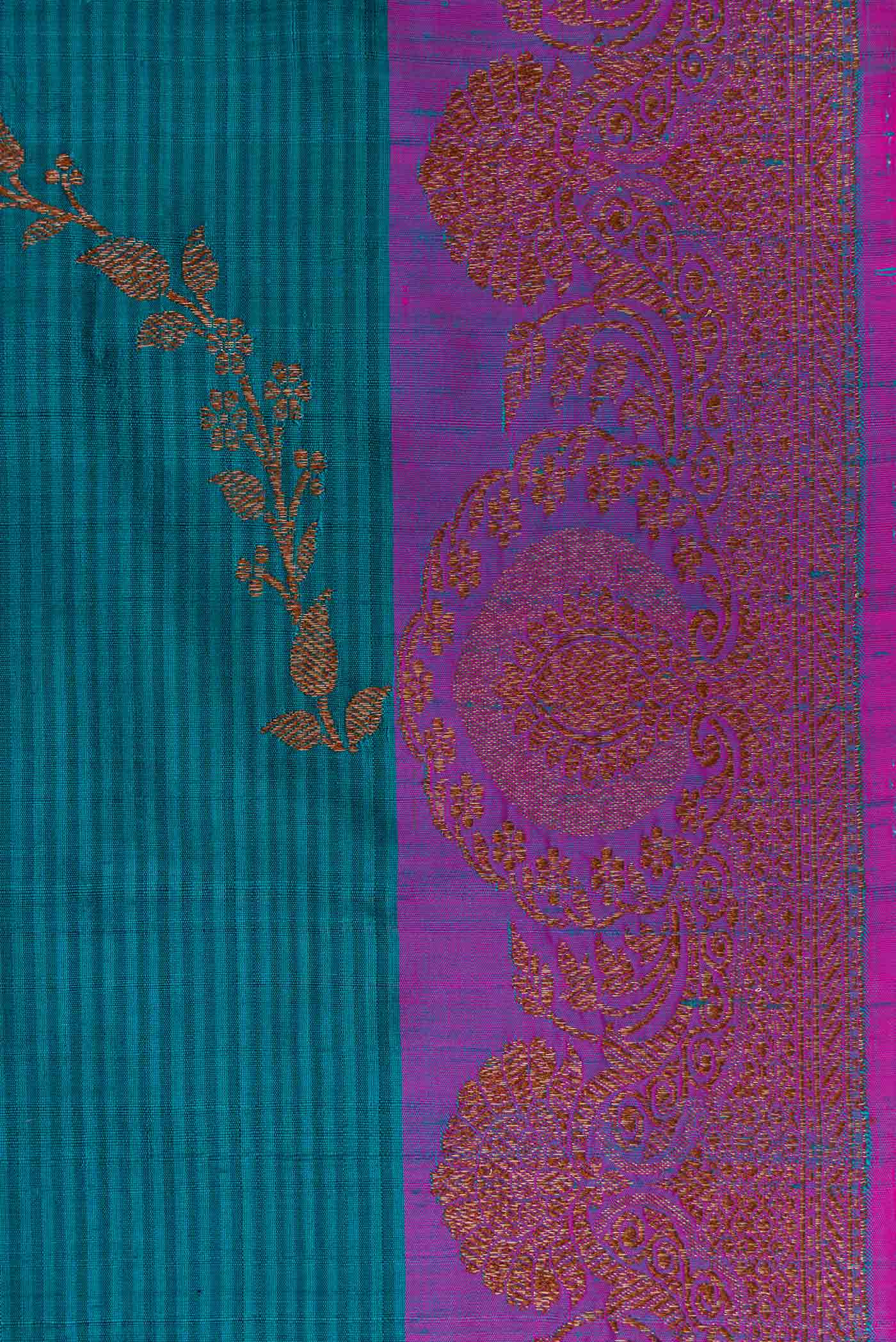 Maya Blue Banarasi Tussar Silk Saree - Image 3