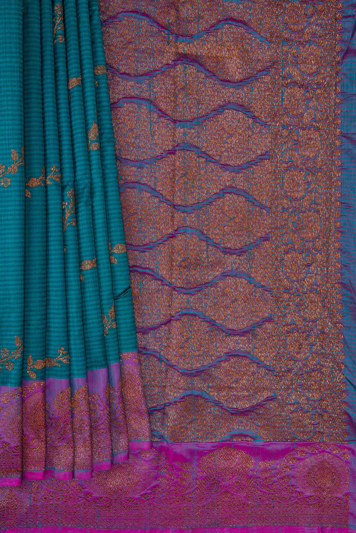 Maya Blue Banarasi Tussar Silk Saree - Image 4