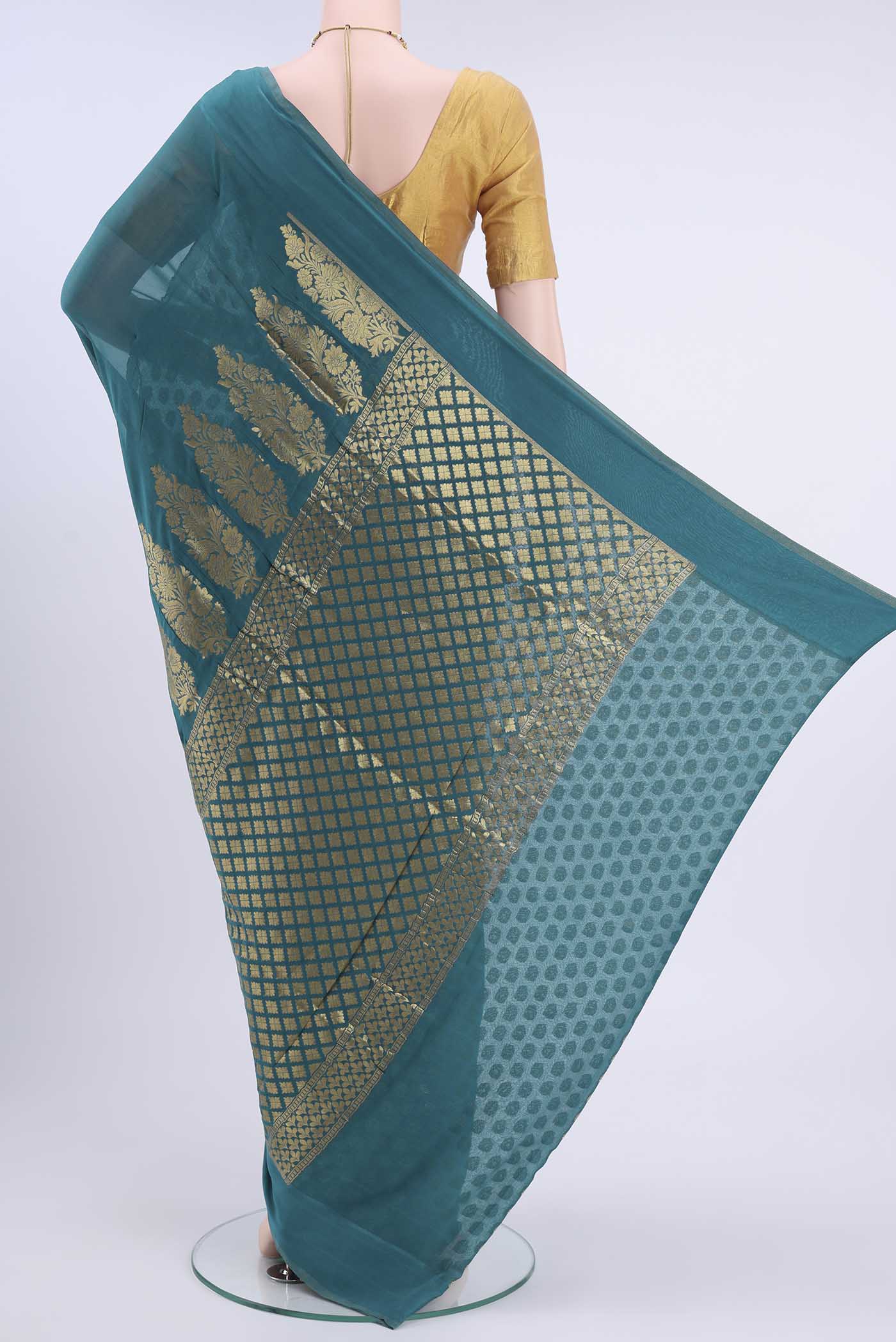Maya Blue Mysore Georgette Saree - Image 3