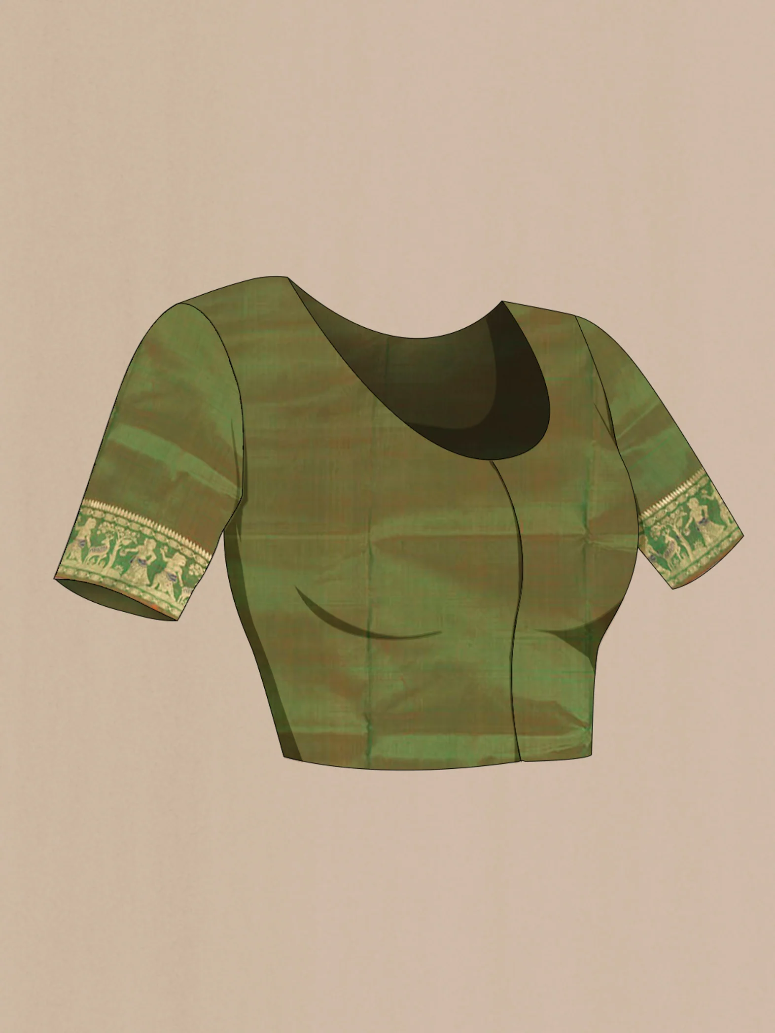 Mehandi Green Baluchari Silk Saree - Image 4