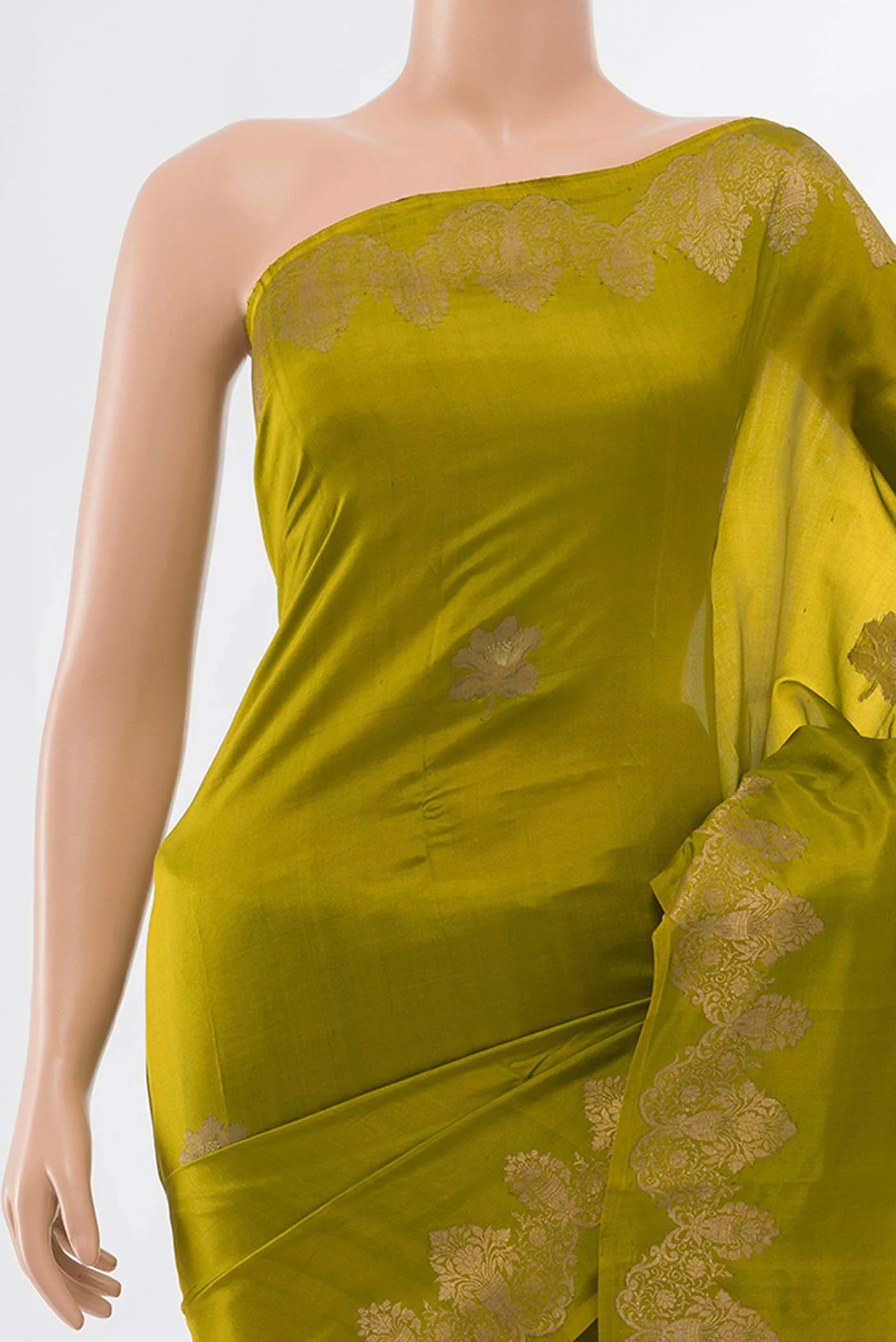 Mehandi Green Banarasi Katan Silk Saree - Image 2