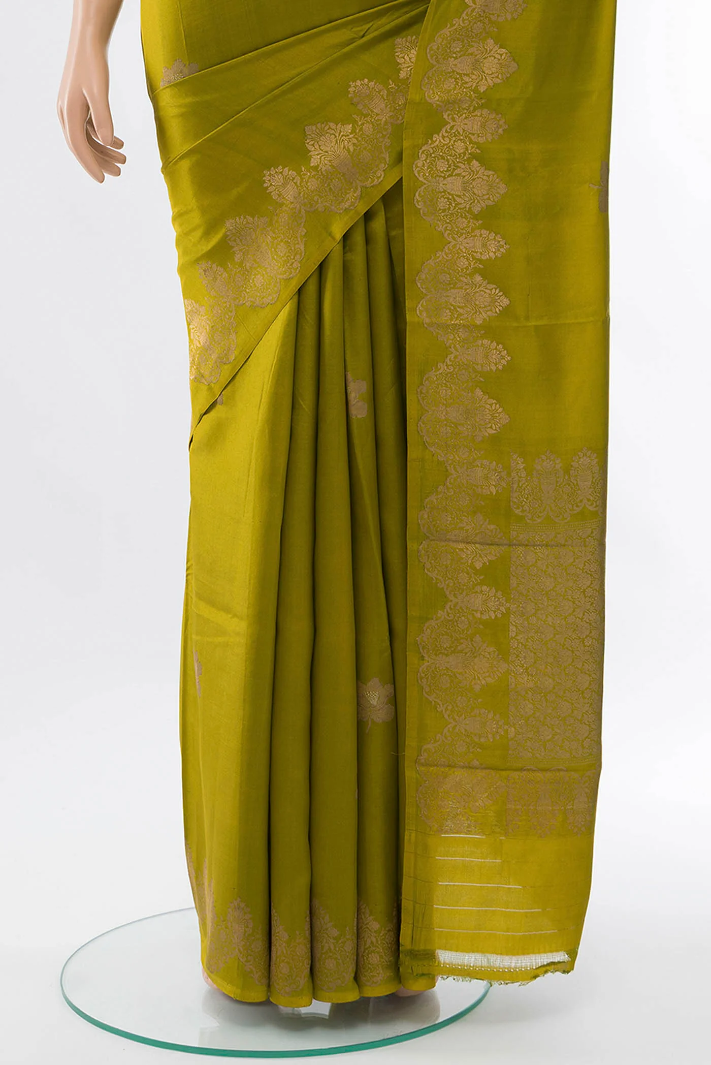 Mehandi Green Banarasi Katan Silk Saree - Image 3