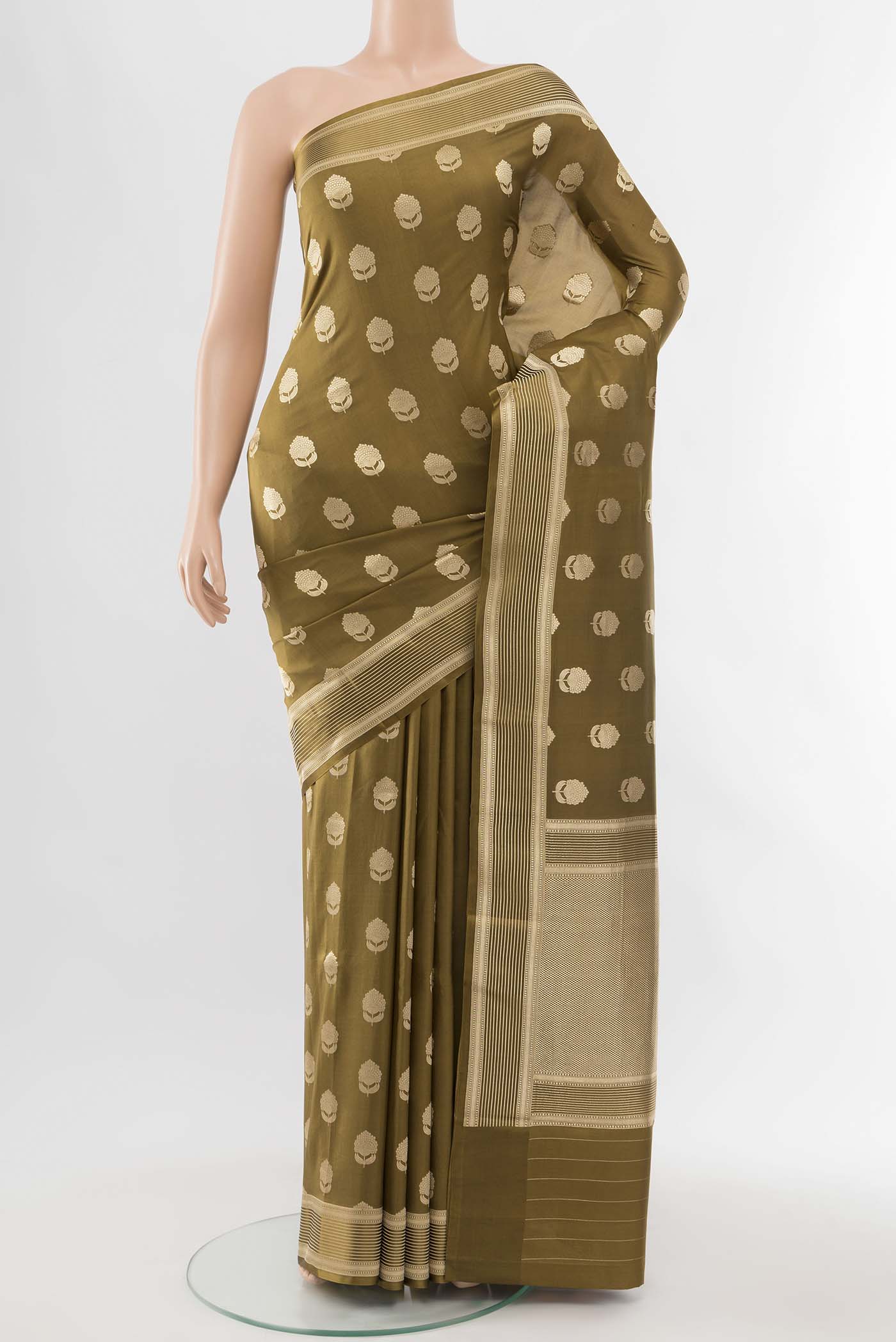 Mehandi Green Banarasi Silk Saree