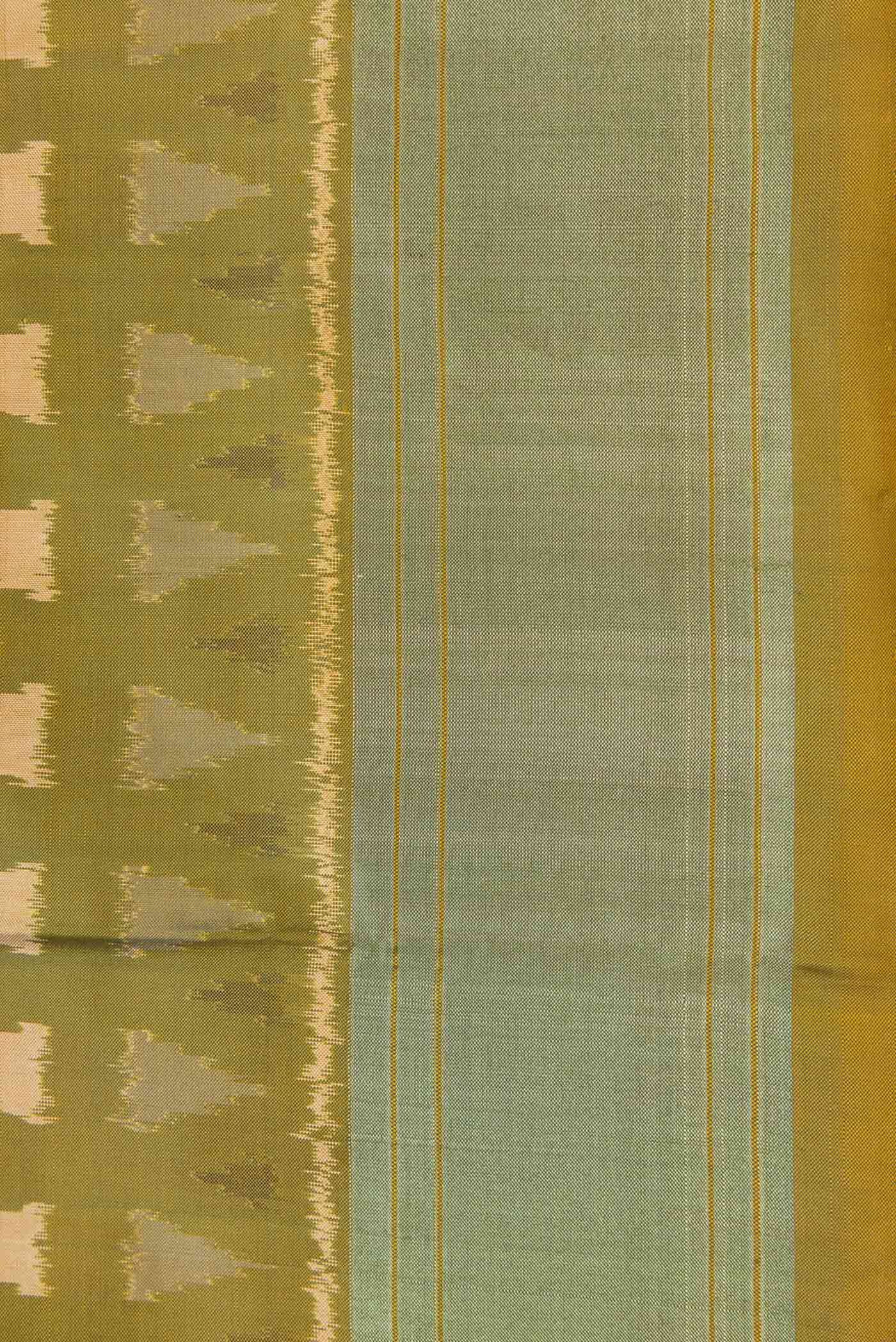 Mehandi Green Dual Tone Double Ikat Saree - Image 3