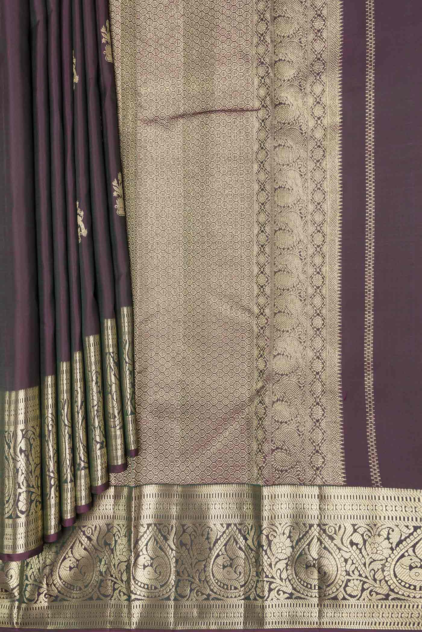 Mehandi Green Dual Tone Kanchipuram Saree - Image 4