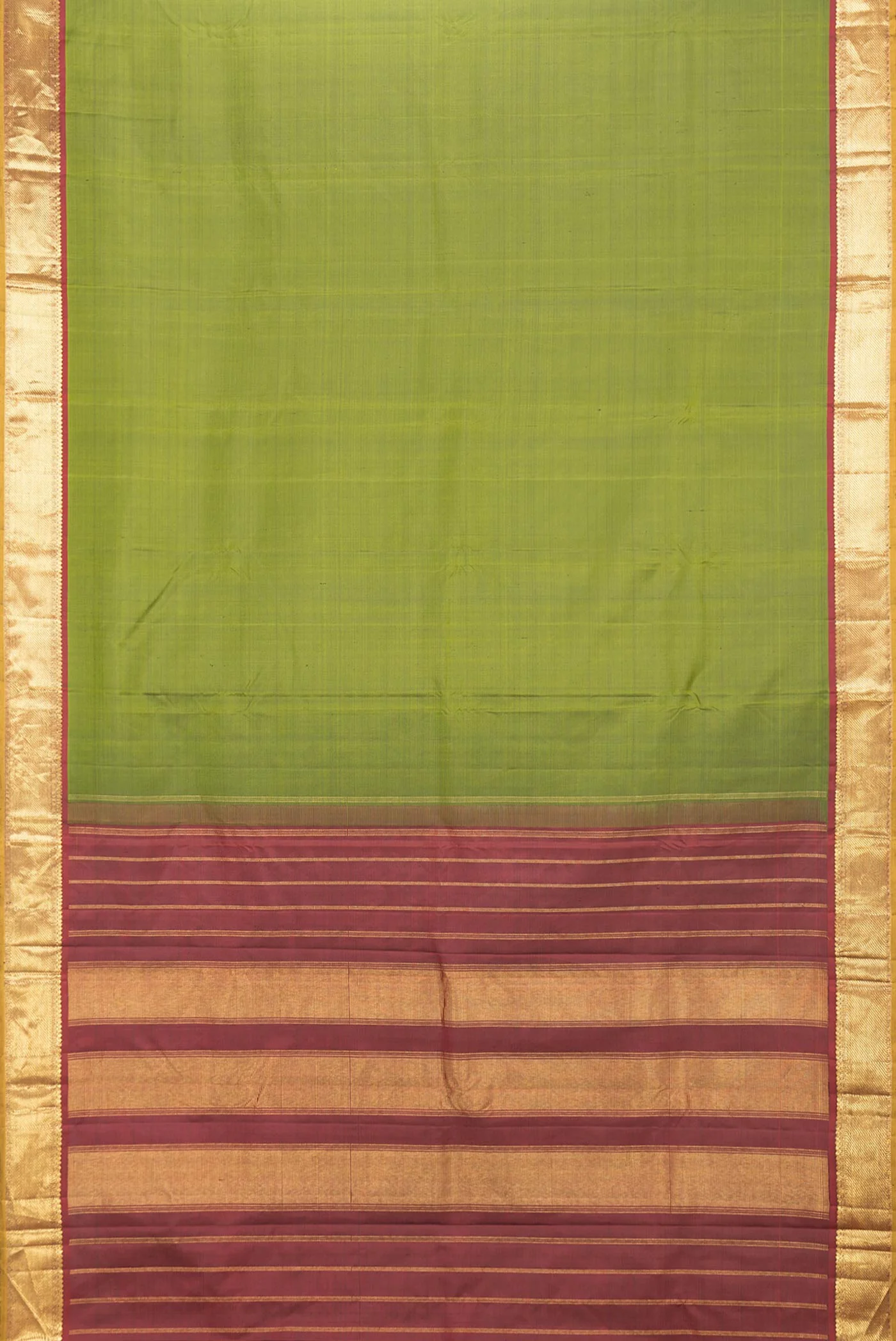 Mehandi Green Dual Tone Kanchipuram Saree - Image 6