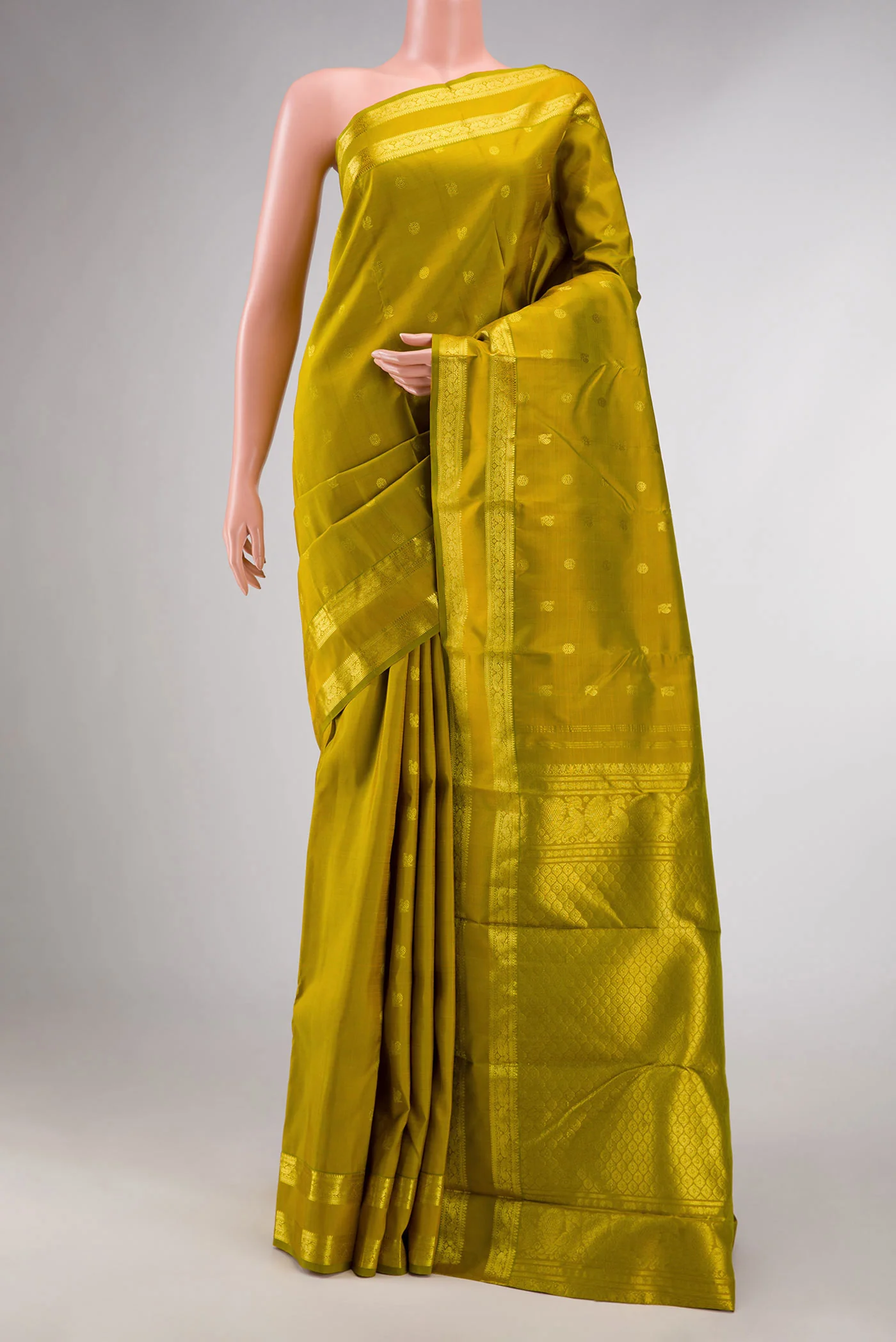 Mehandi Green Dual Tone Kanjivaram Silk Saree