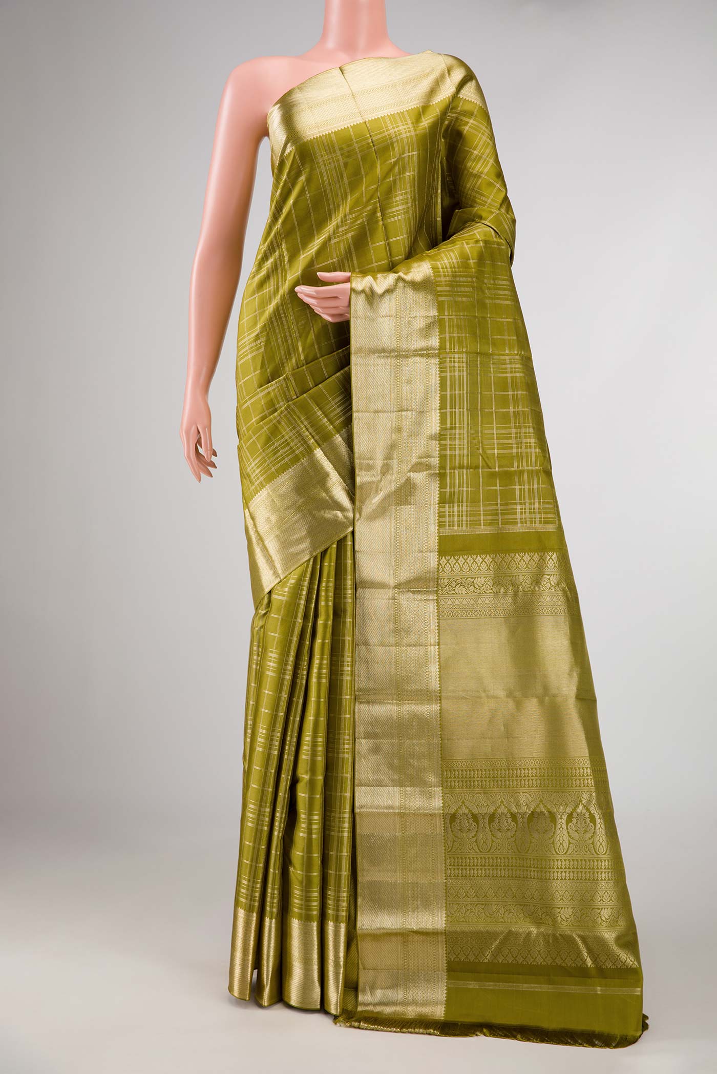 Mehandi Green Dual Tone Kanjivaram Silk Saree