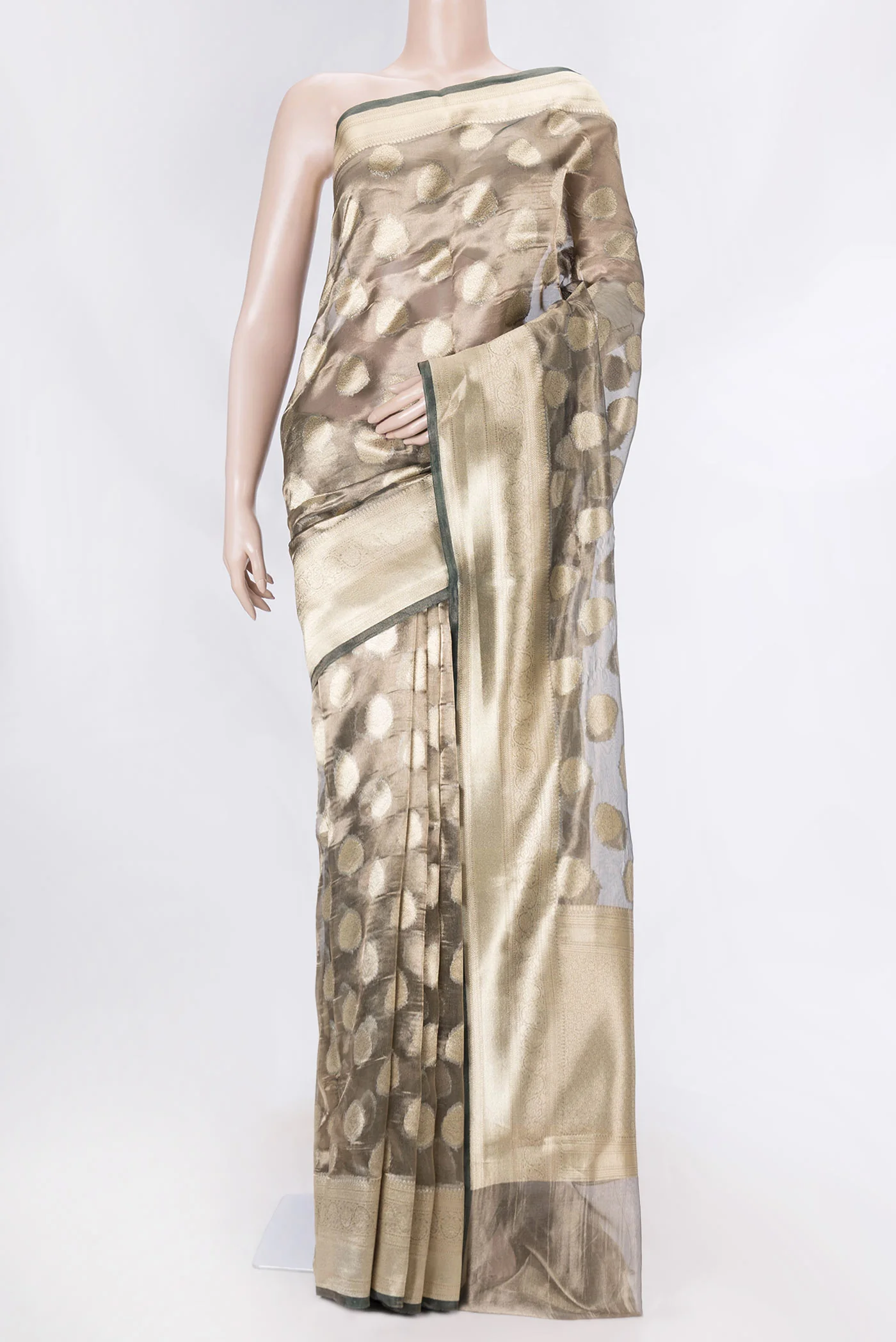 Mehandi Green Dual Tone Organza Silk Saree