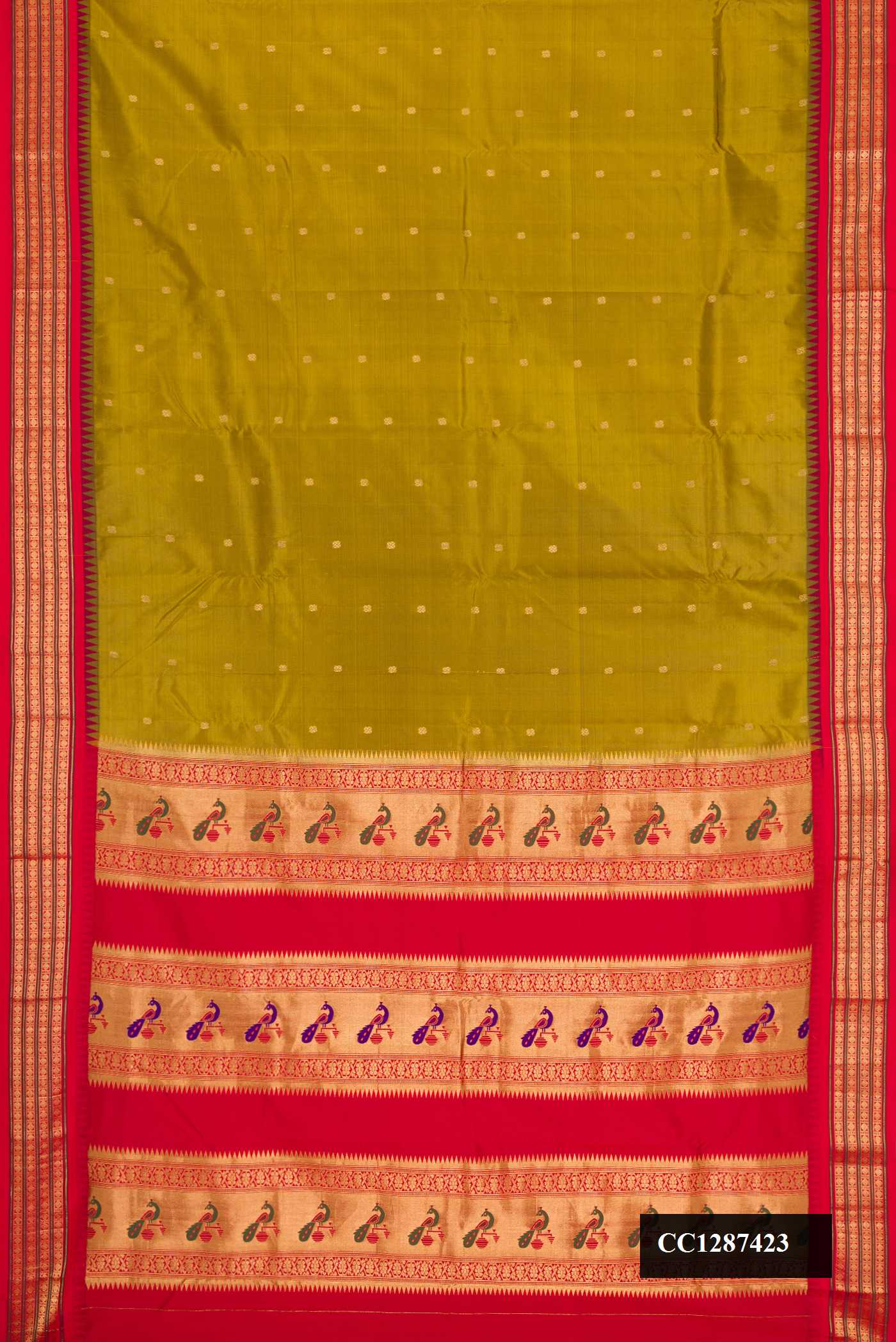 Mehandi Green Dual Tone Paithani Silk Saree