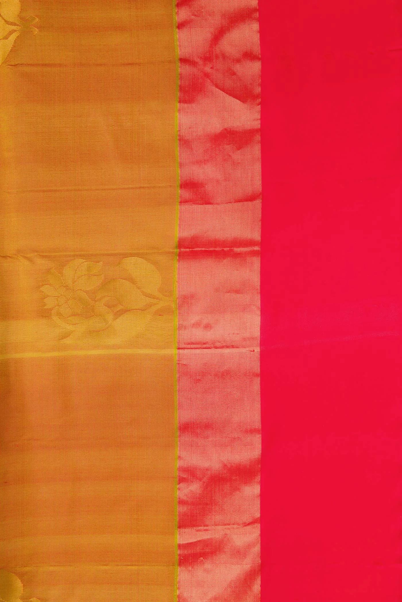 Green with Red Color Soft Silk Saree - Image 3