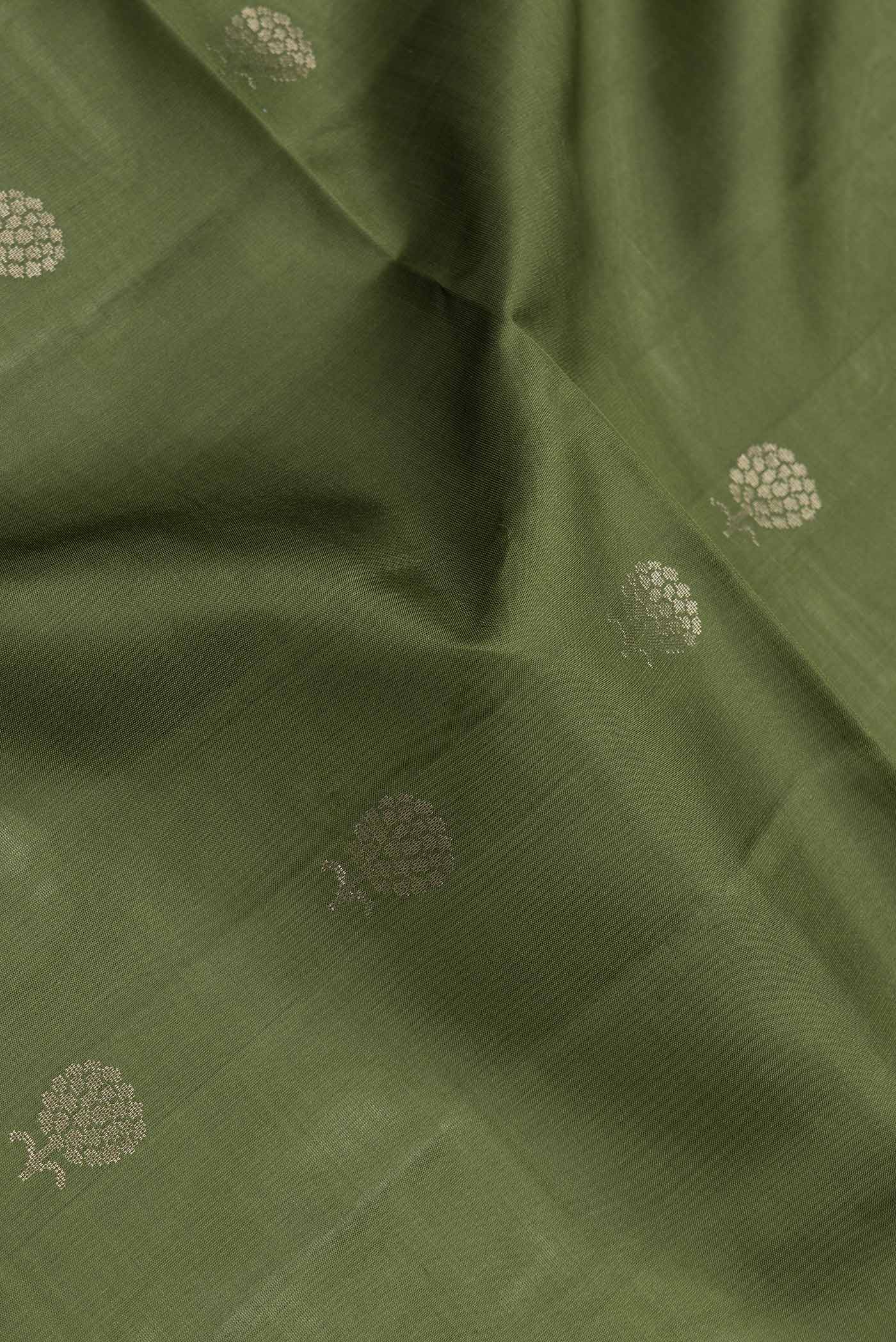 Olive Green Soft Silk Saree - Image 2