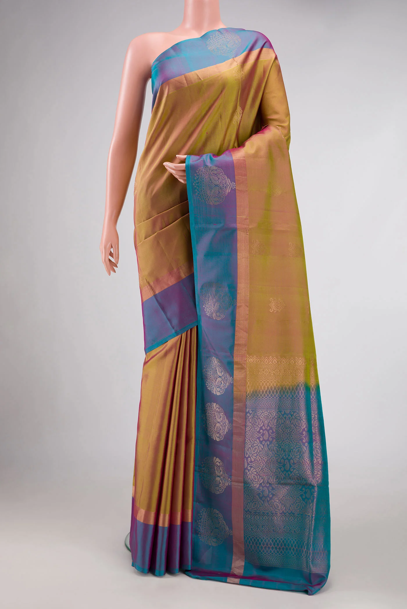 Light Green with Pink Color Soft Silk Saree
