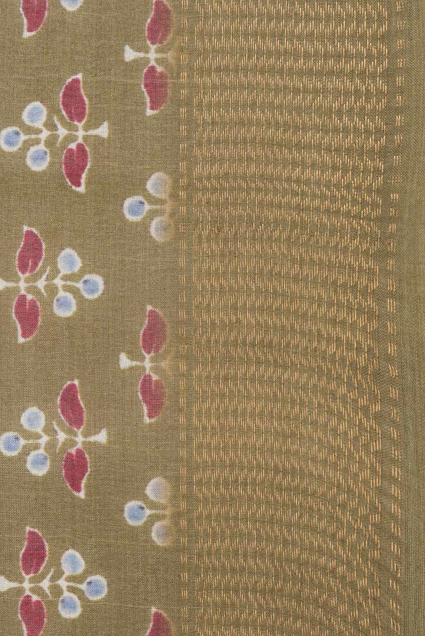 Mehandi Green Dual Tone Tussar Saree - Image 3