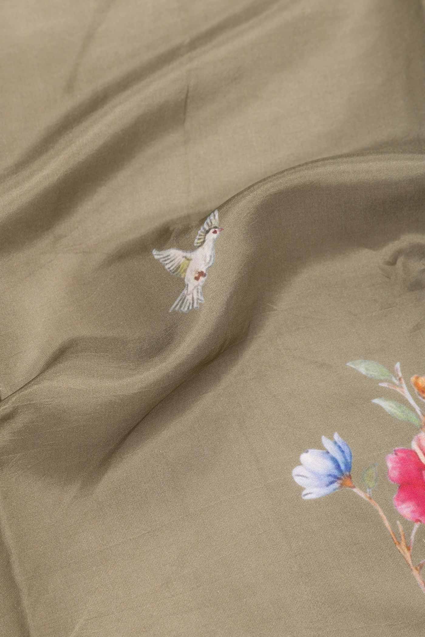 Mehandi Green Dual Tone Tussar Silk Saree - Image 2