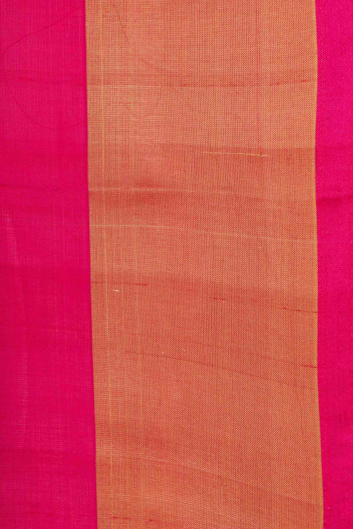 Green with Pink Color Uppada Silk Saree - Image 3