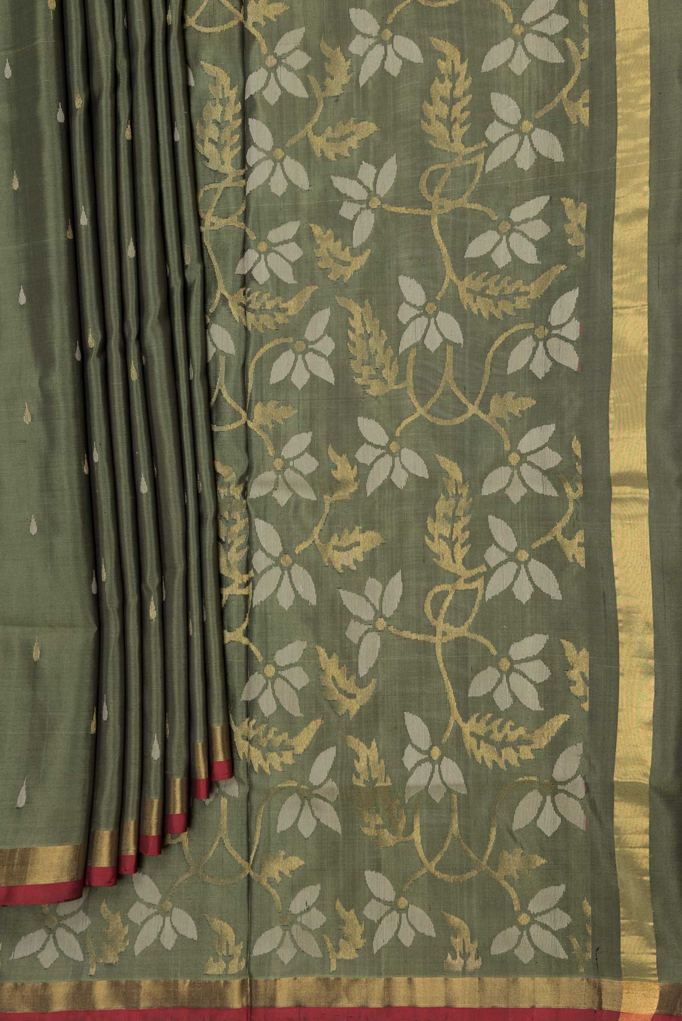 Mehandi Green Dual Tone Uppada Silk Saree - Image 4