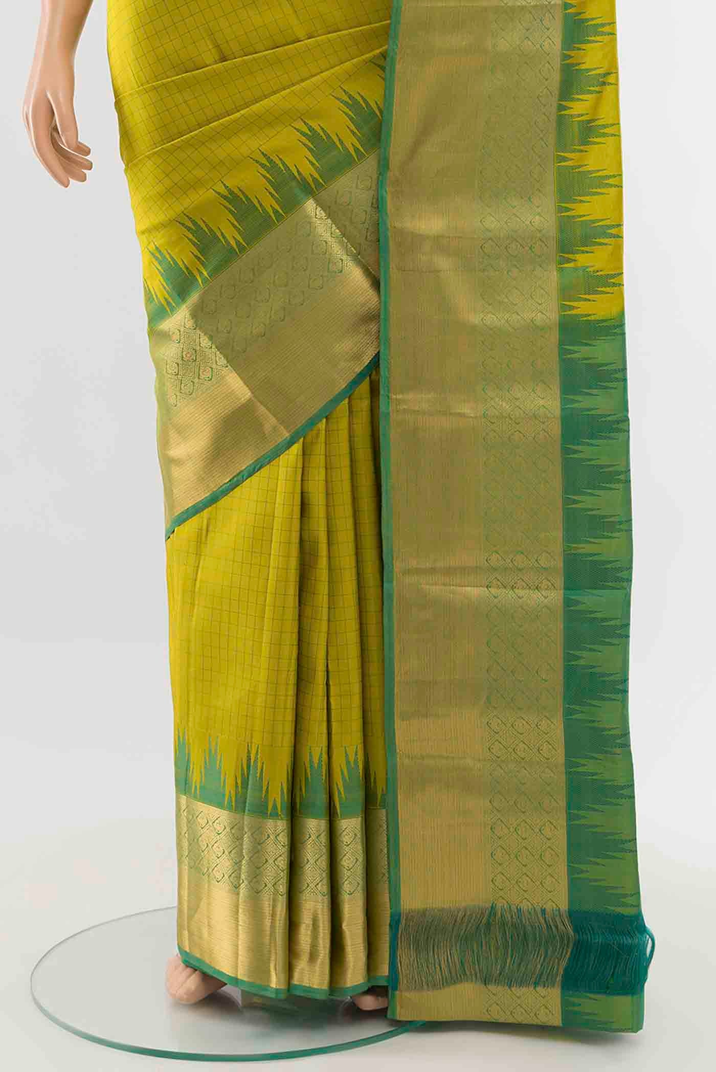 Mehandi Green Kanchipuram Silk Saree - Image 3