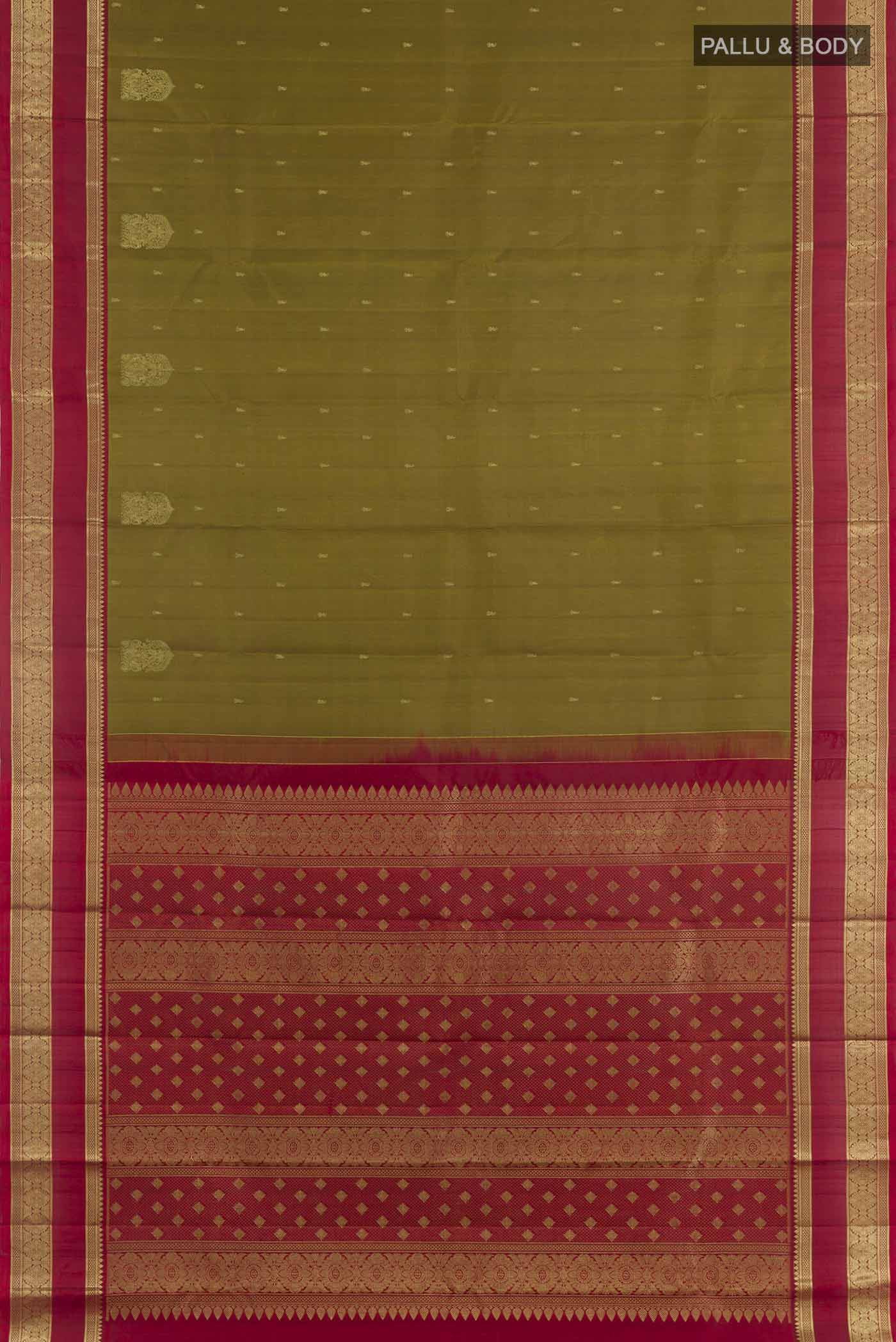 Mehandi Green Kanchipuram Silk Saree - Image 3