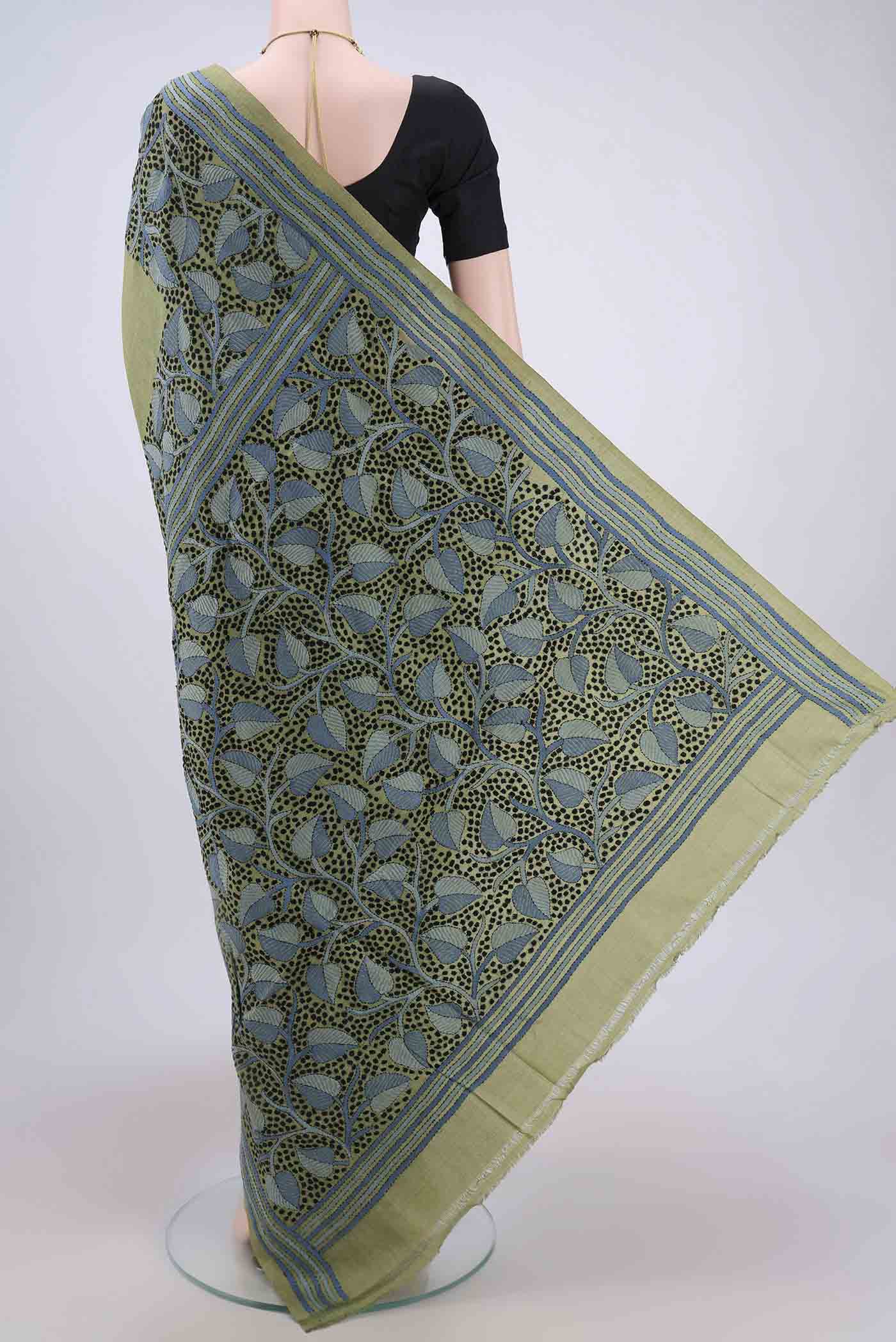 Mehandi Green Tussar Silk Saree - Image 3