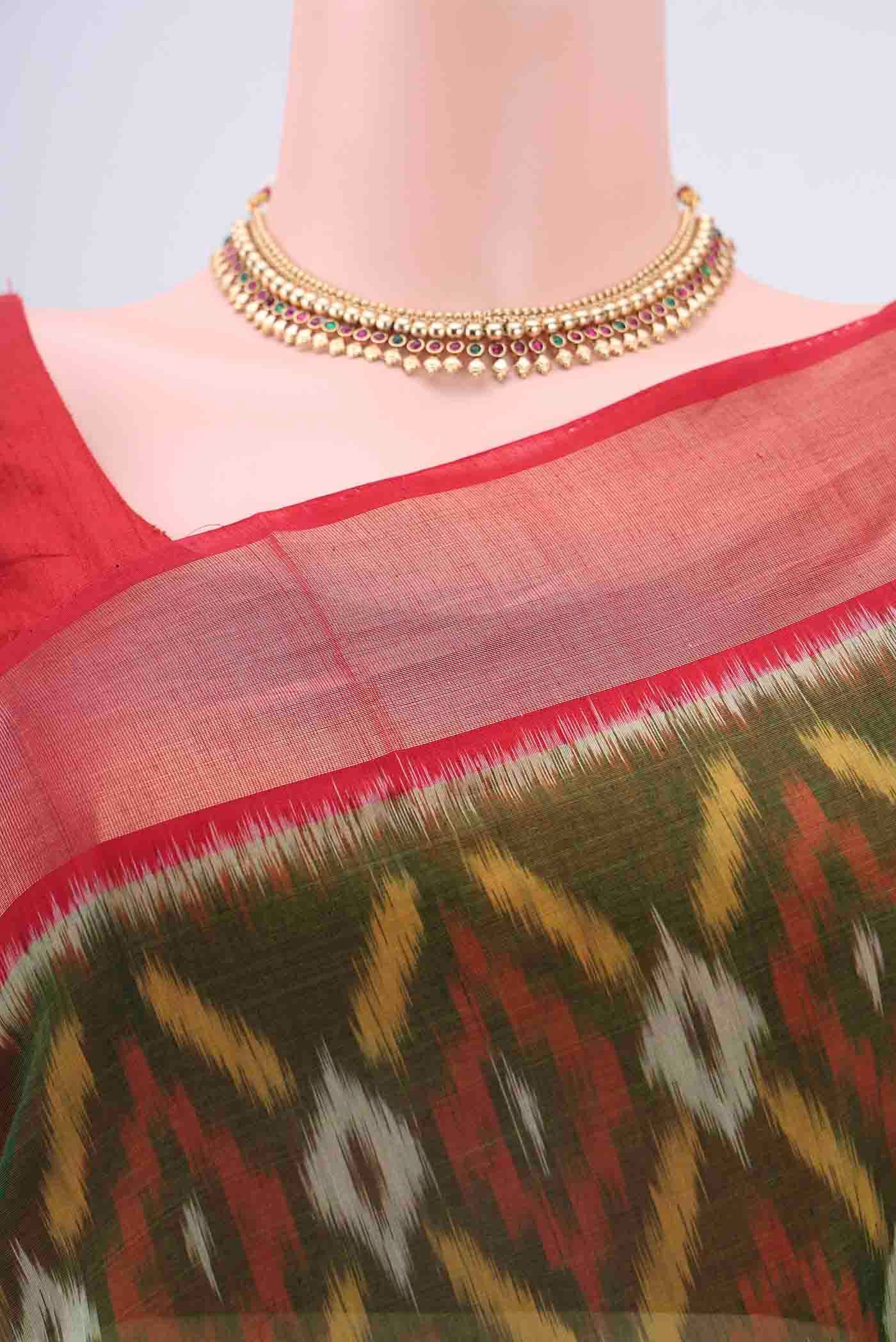 Mehandi Green Kora Cotton Saree - Image 2