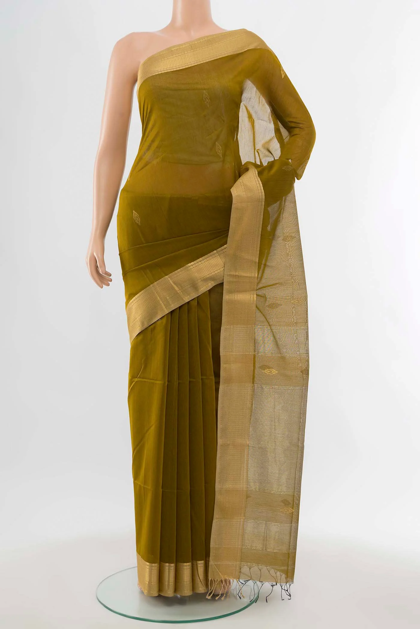 Mehandi Green Maheshwari Silk Cotton Saree