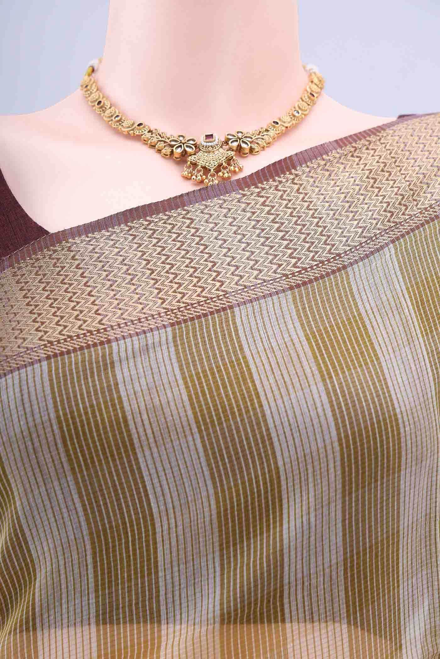 Mehandi Green Maheshwari Silk Cotton Saree - Image 3