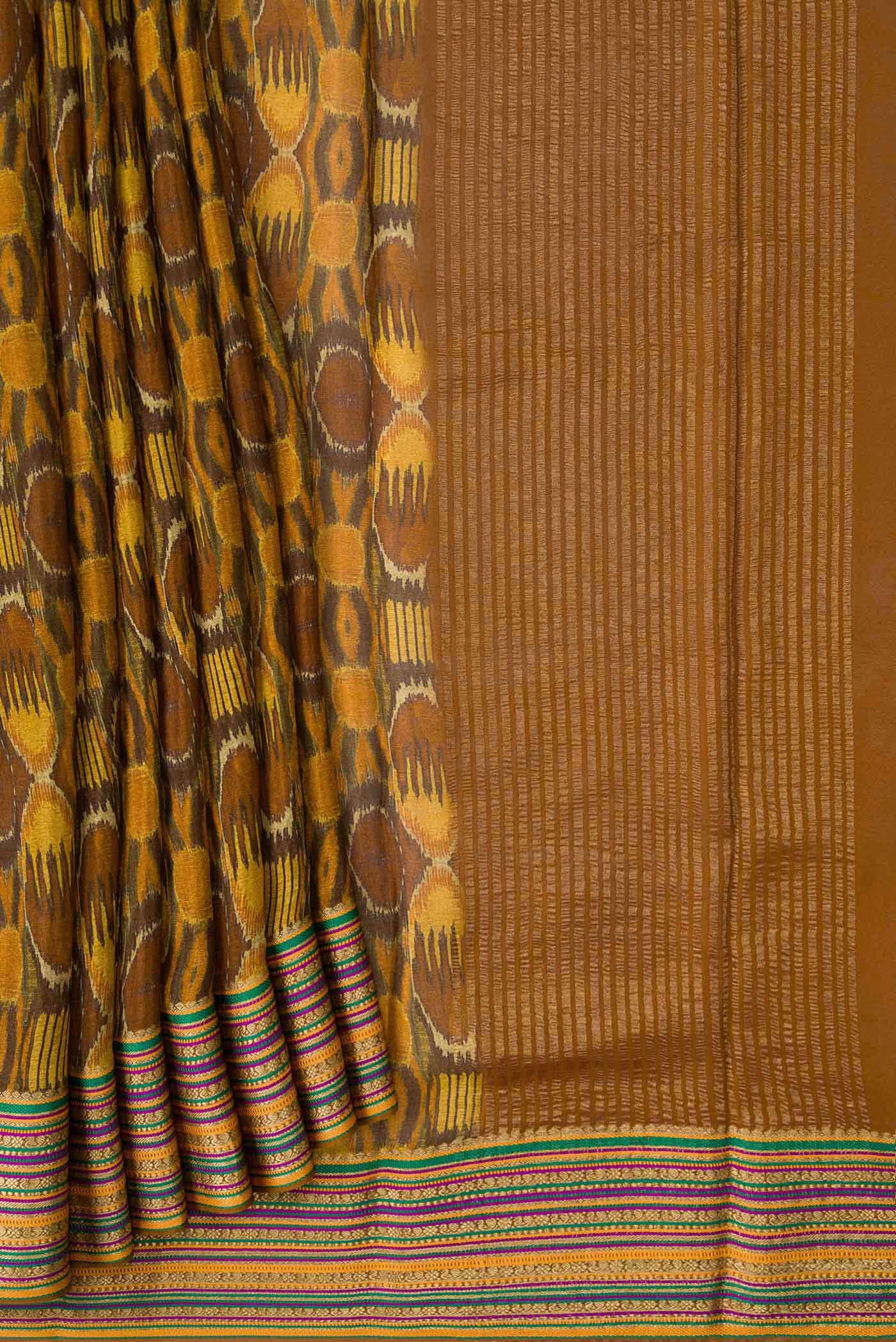 Mehandi Green Mysore Crepe Saree - Image 2
