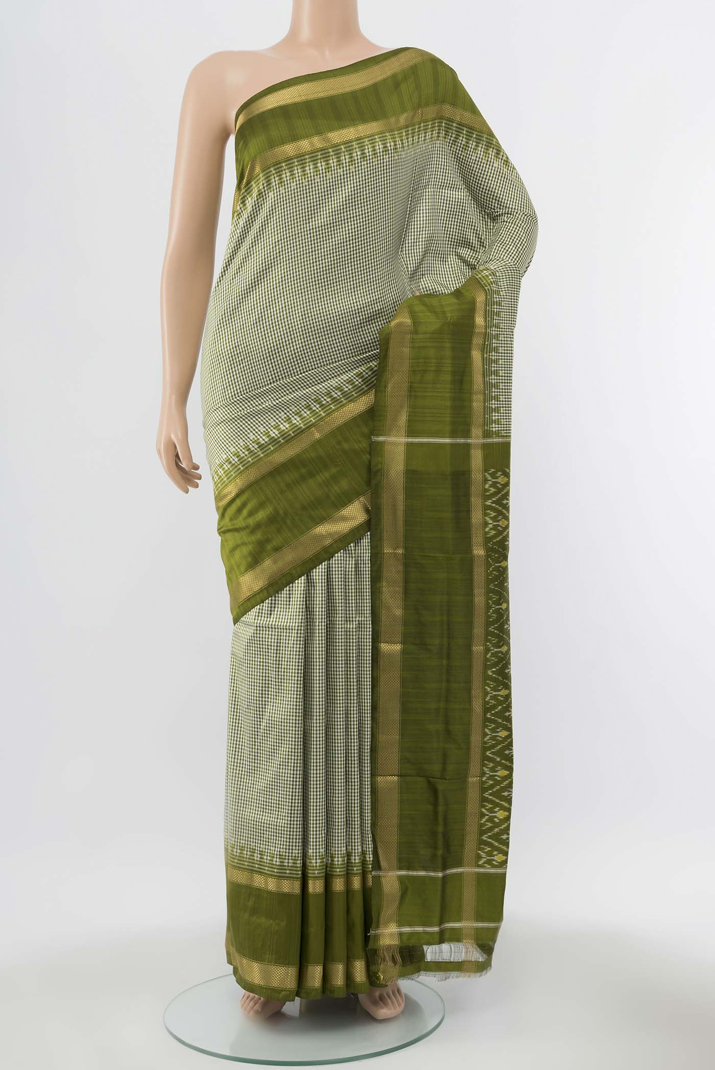 Mehandi Green Pochampally Silk Saree