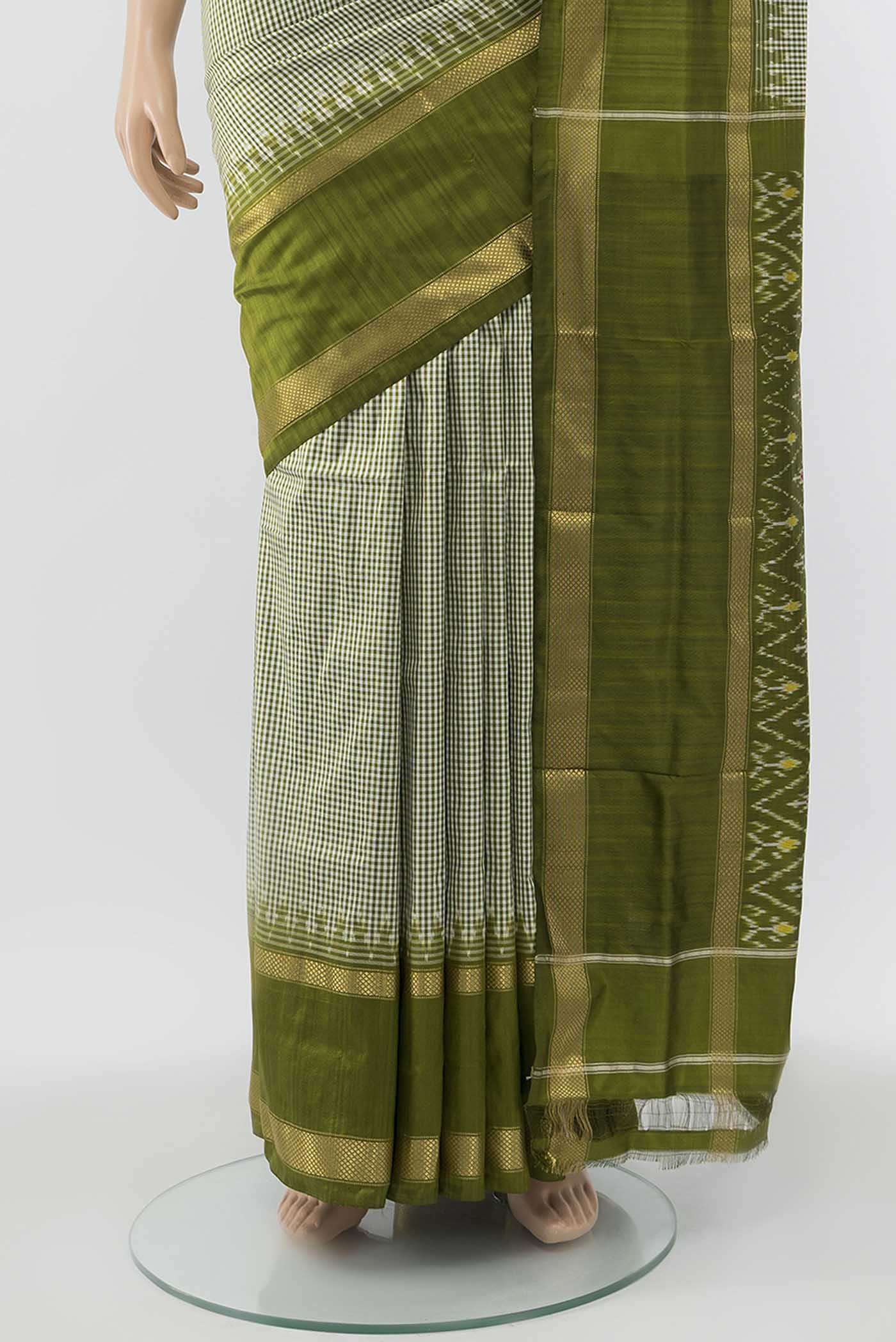 Mehandi Green Pochampally Silk Saree - Image 3