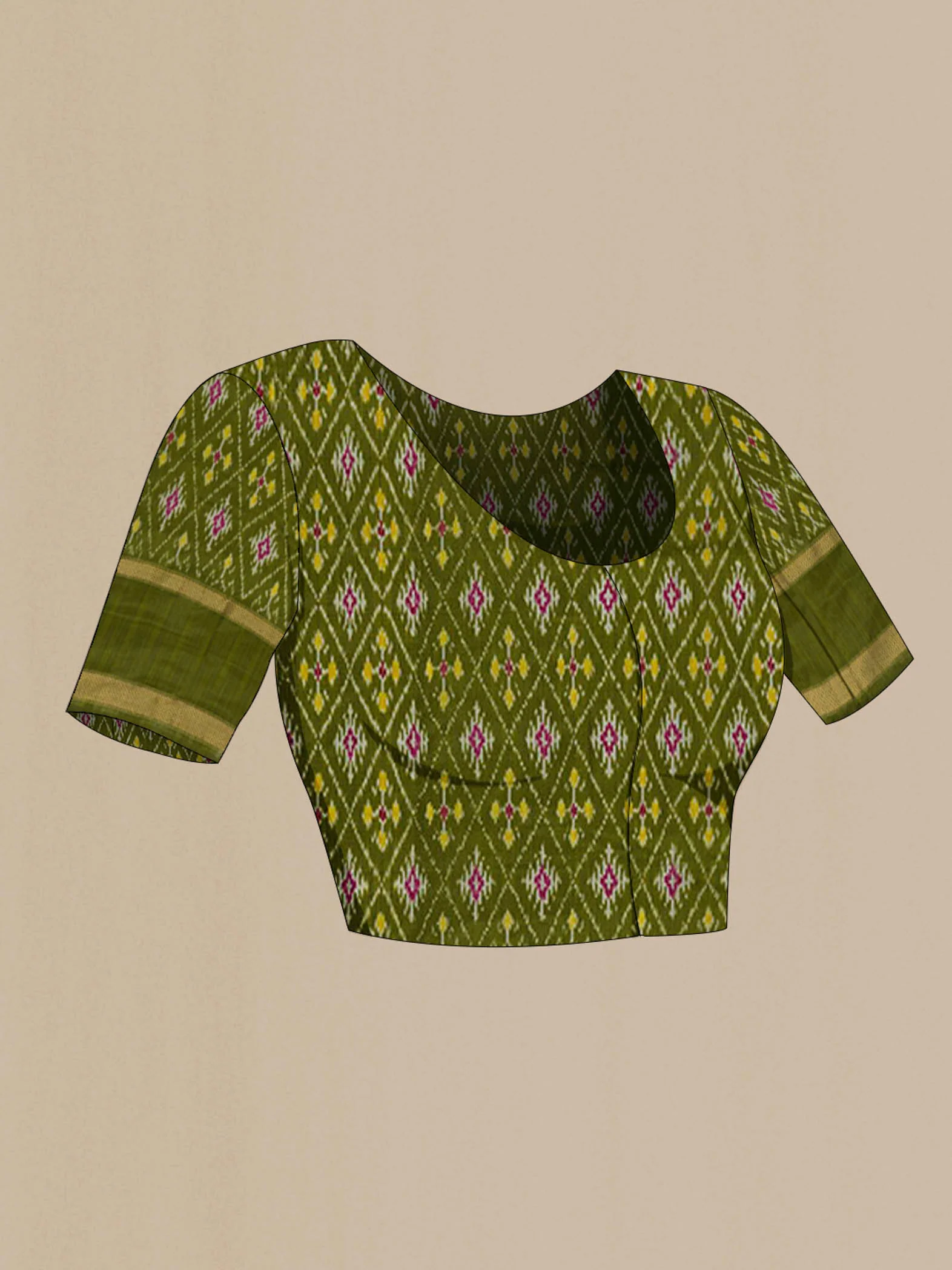 Mehandi Green Pochampally Silk Saree - Image 4